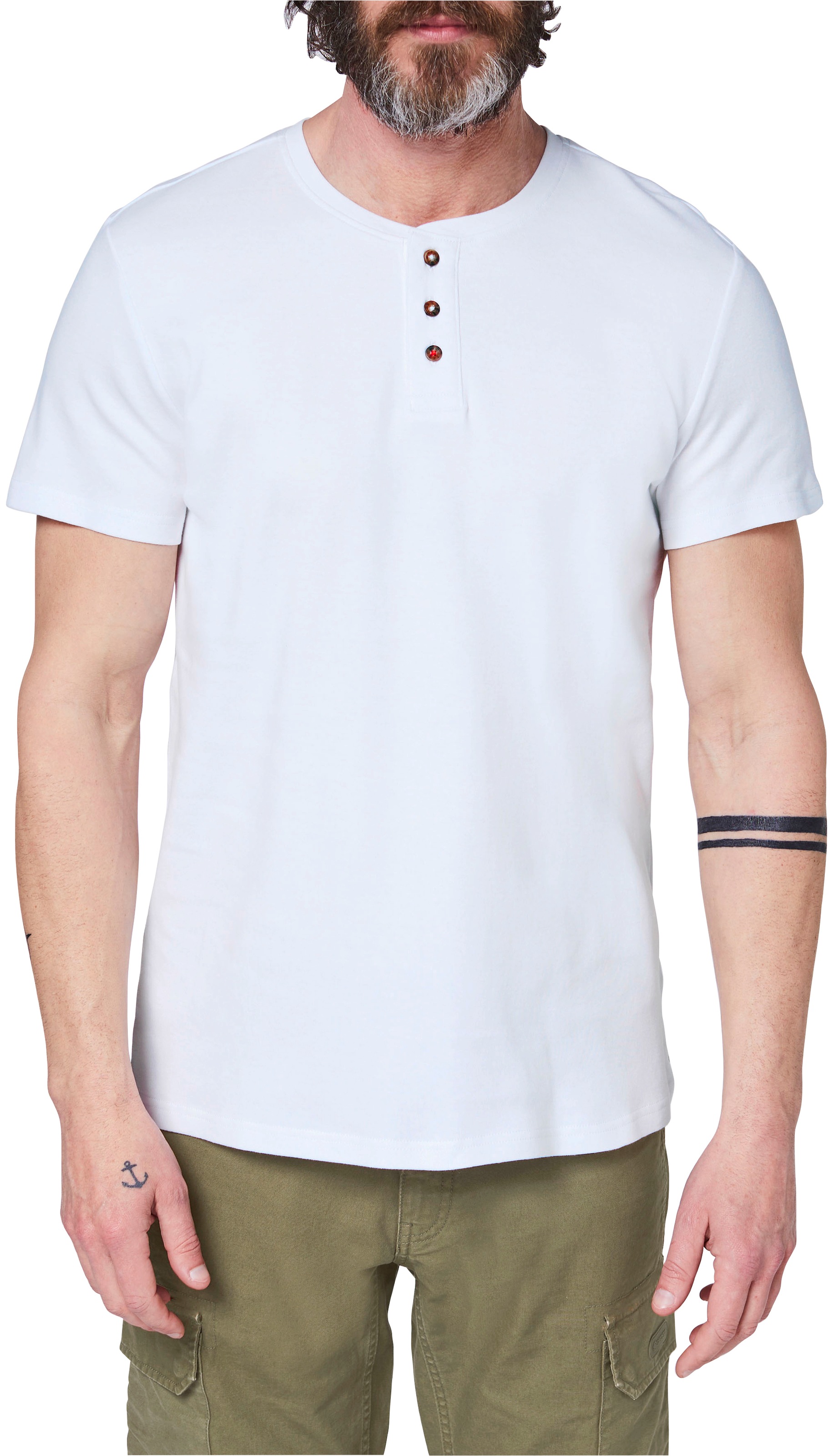 GARDENA T-Shirt »Bright White«, mit Knopfleiste