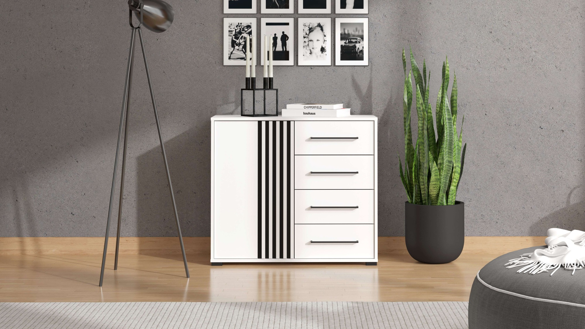 INOSIGN Kommode »Ascalon Sideboard, Breite 138 oder 93 cm, mit ABS Schutzkanten«, 3D Optik durch Lamellen/ Paneele, FSC-zertifizierter Holzwerkstoff