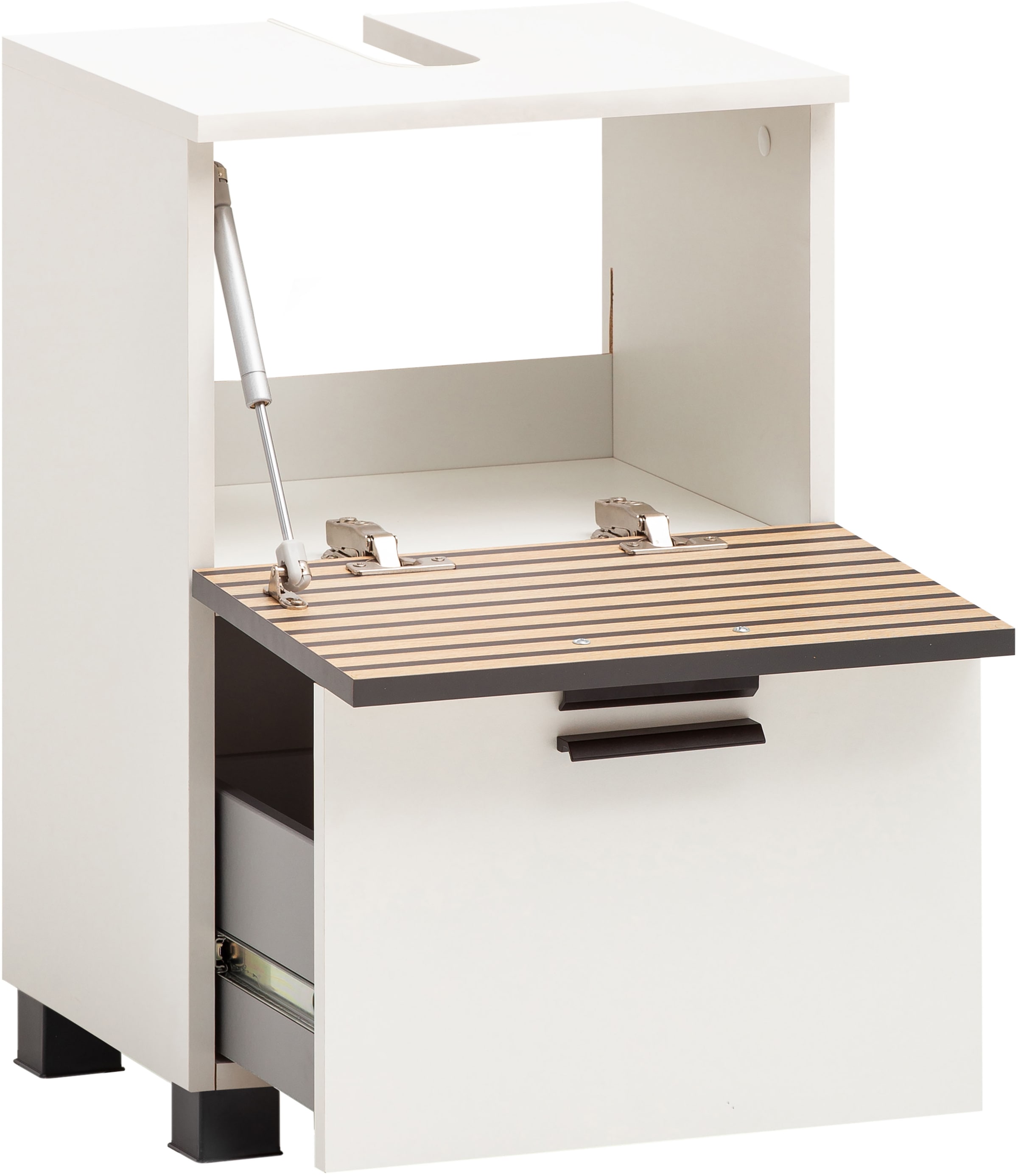 welltime Waschbeckenunterschrank »Katta, Breite 40 cm«, Oberboden mit Siphonausschnitt, Klappenfront mit Akustikprint