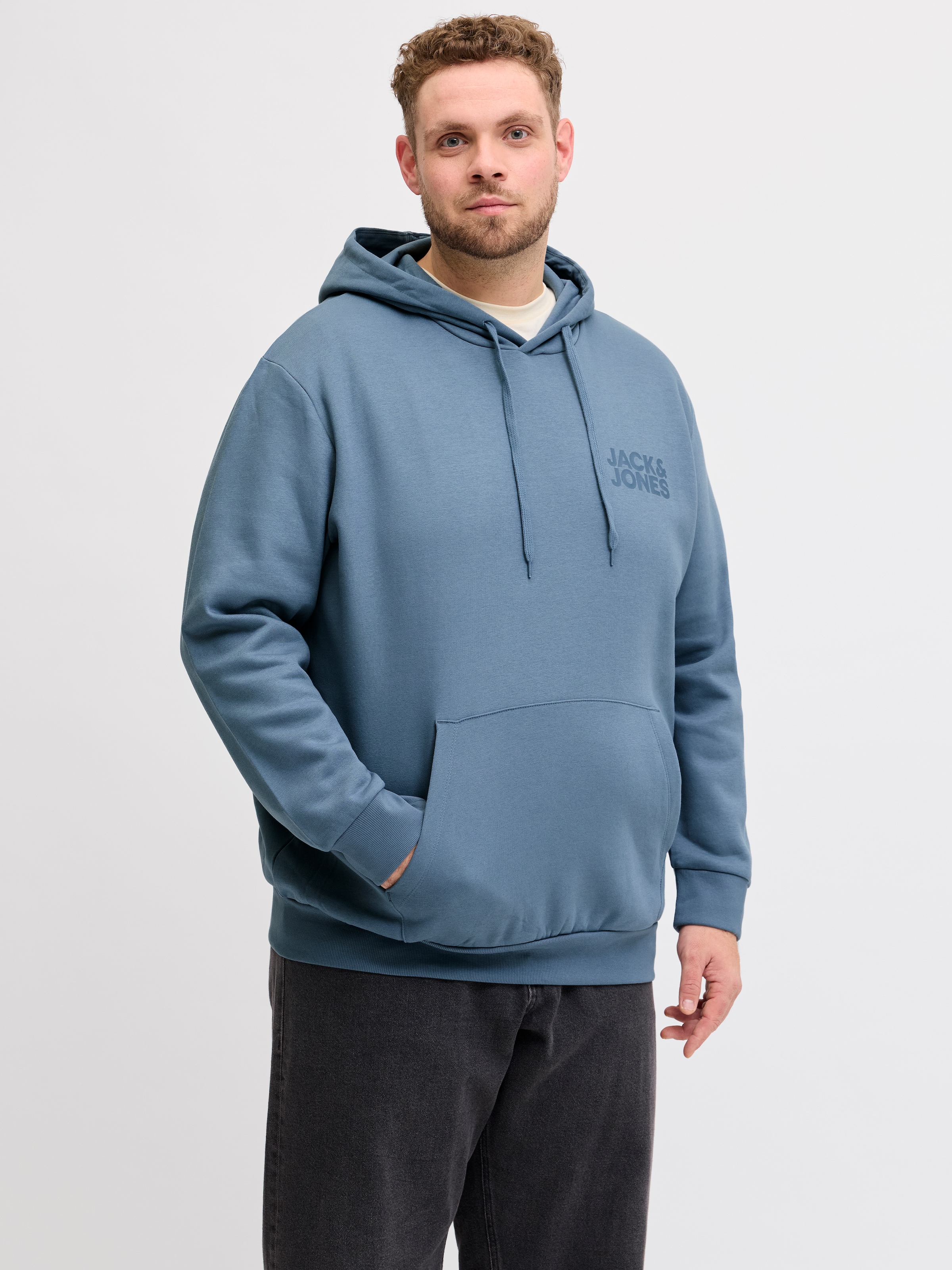 Jack & Jones PlusSize Kapuzensweatshirt »JJECORP LOGO SWEAT HOOD NOOS PLS«, Baumwollmischung, regular fit
