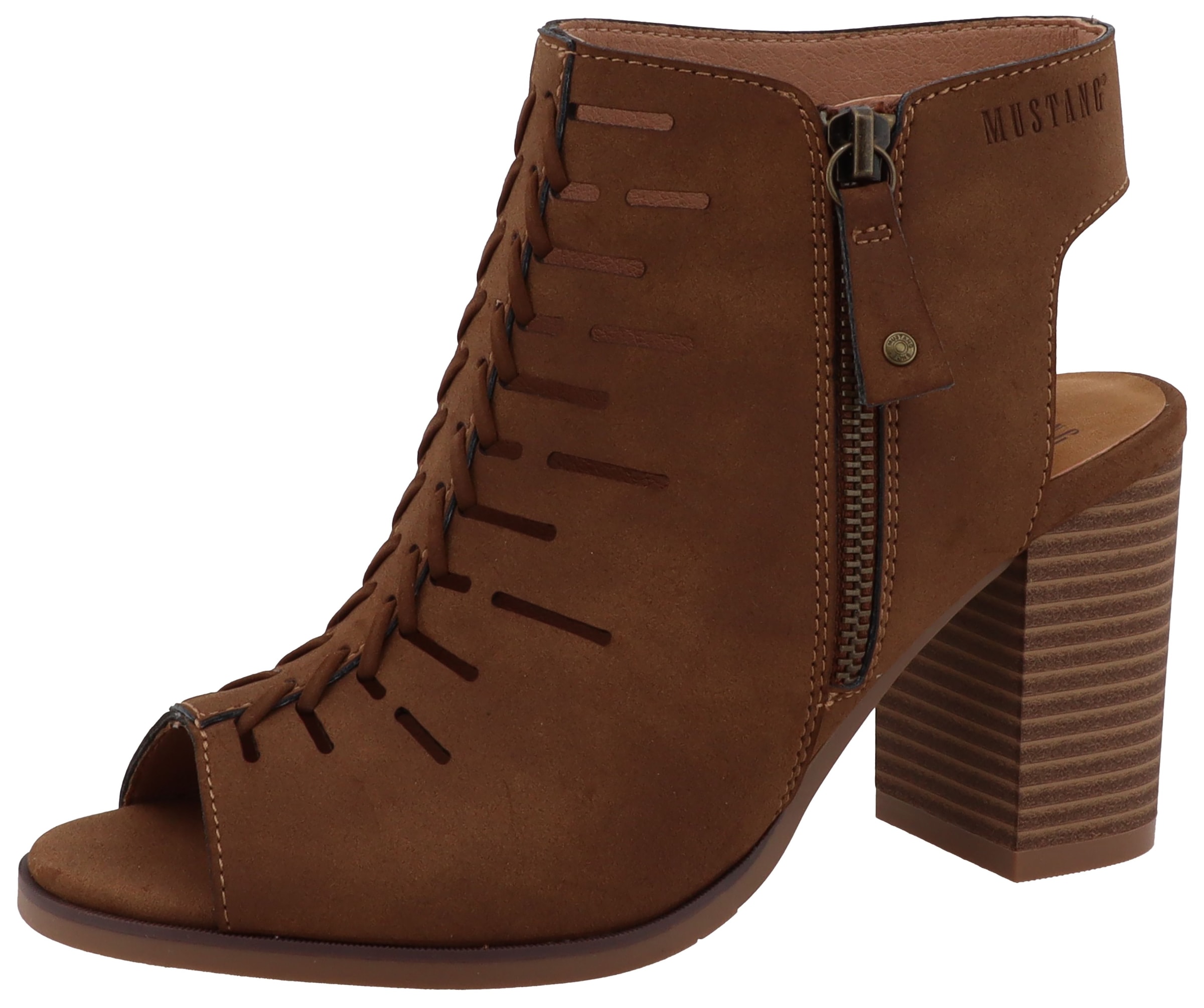 Mustang Shoes Schaftsandalette »Louise«  Blockabsatz, Sommerschuh mit modischen Cut-Outs