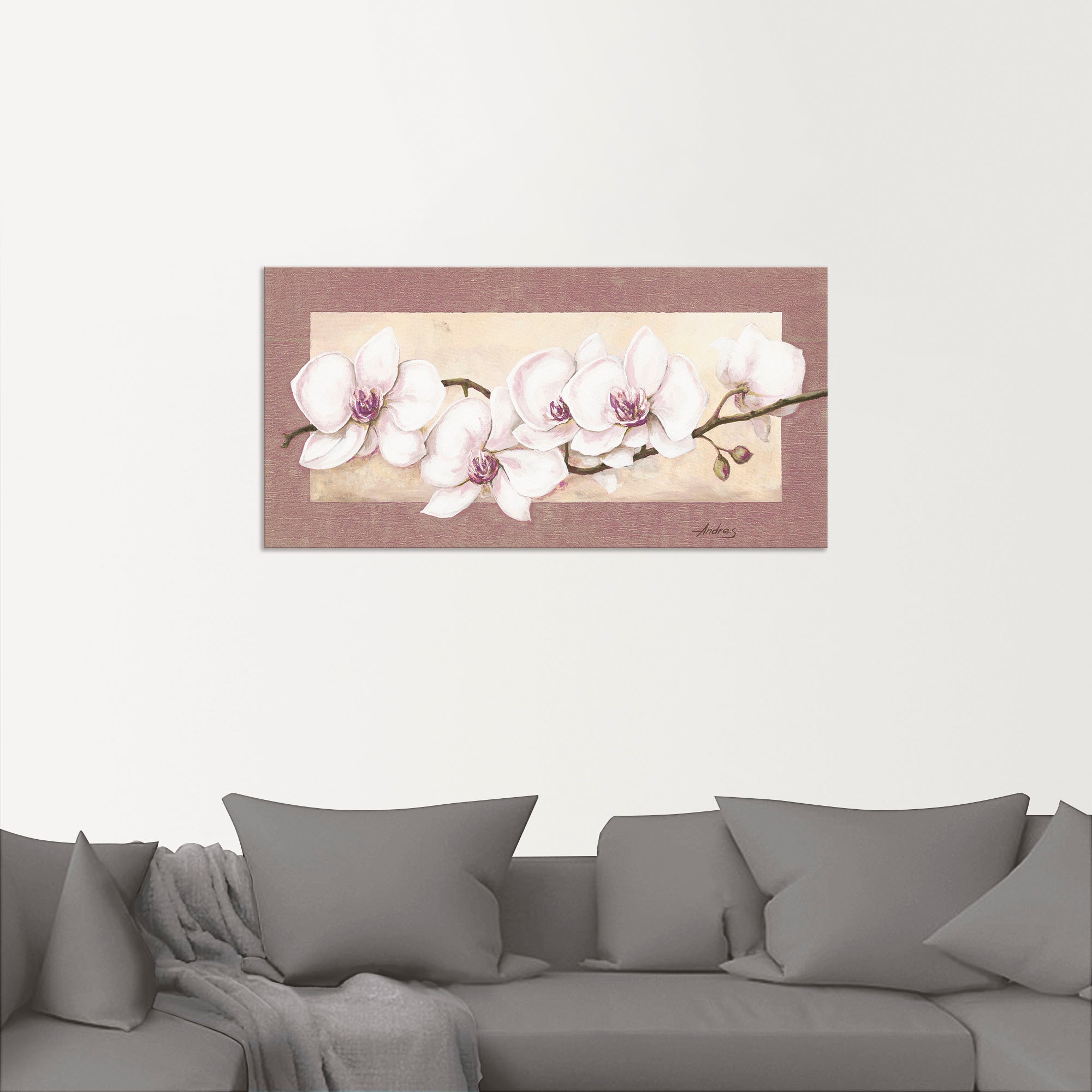 Artland Wandbild »Orchideenzweig_in Beerentönen«, Blumen, (1 St.), als Alubild, Outdoorbild, Leinwandbild in verschied. Größen