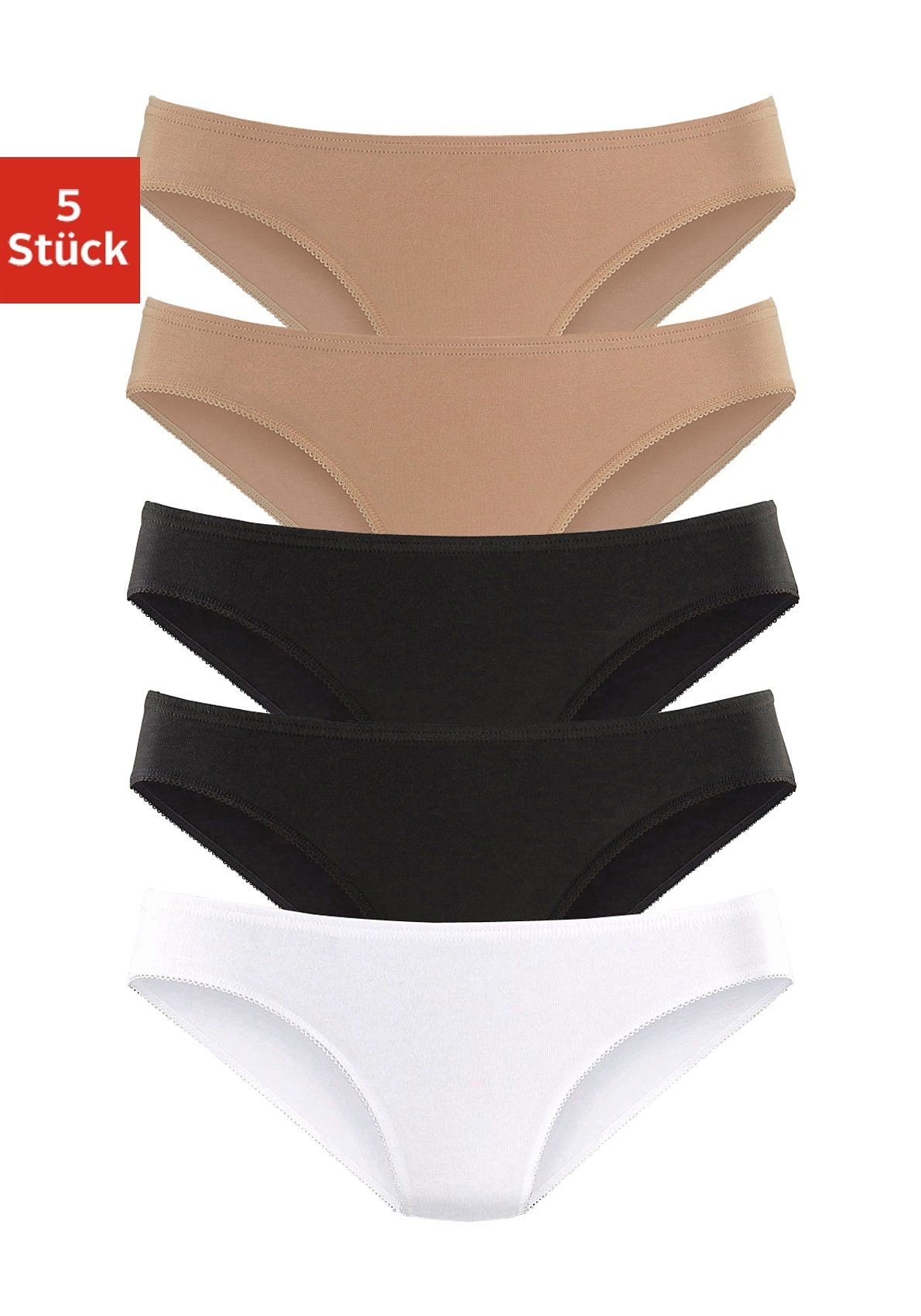 petite fleur Bikinislip, (Packung, 5 St.), aus elastischer Baumwolle