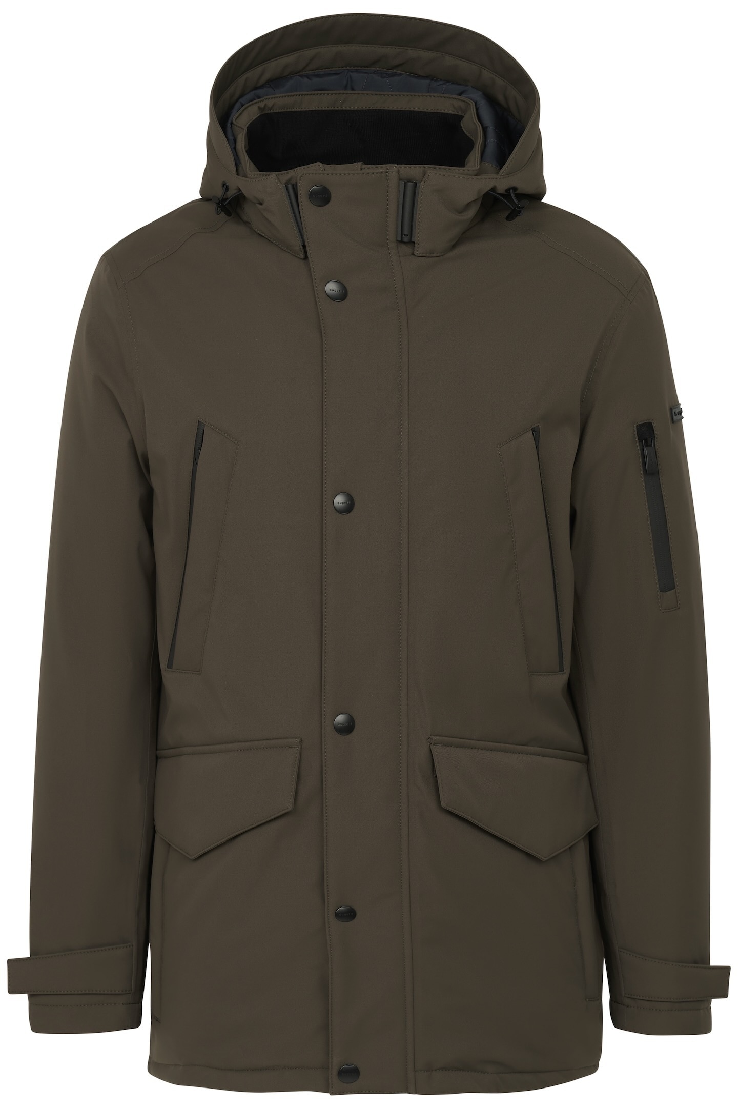 bugatti Langjacke, mit Kapuze, mit innenliegendem Strickkragen