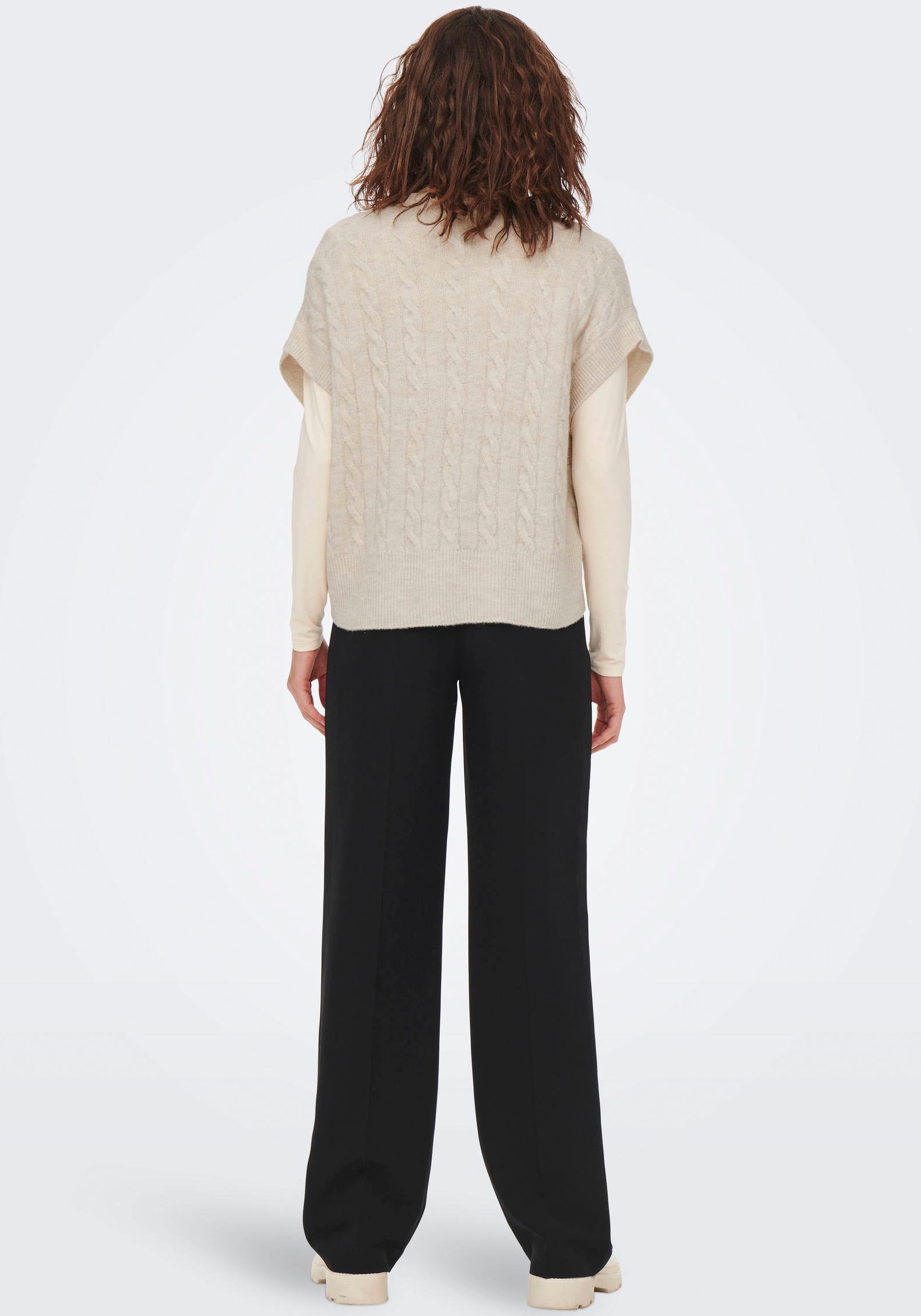 ONLY Kurzarmpullover »ONLMELODY VEST KNT« Materialmix, regular fit