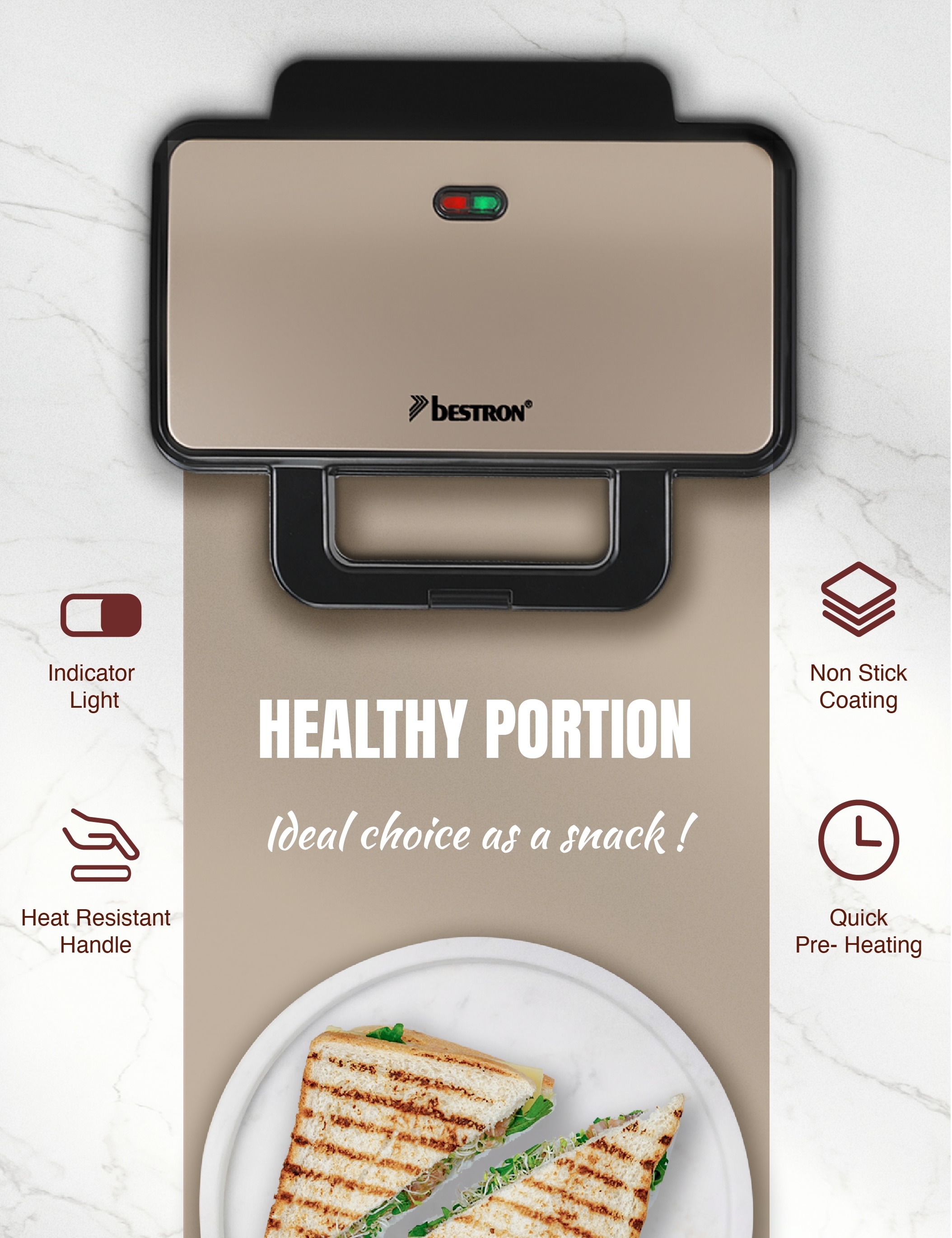 bestron Sandwichmaker »ASM92XLSAT«, 900 W