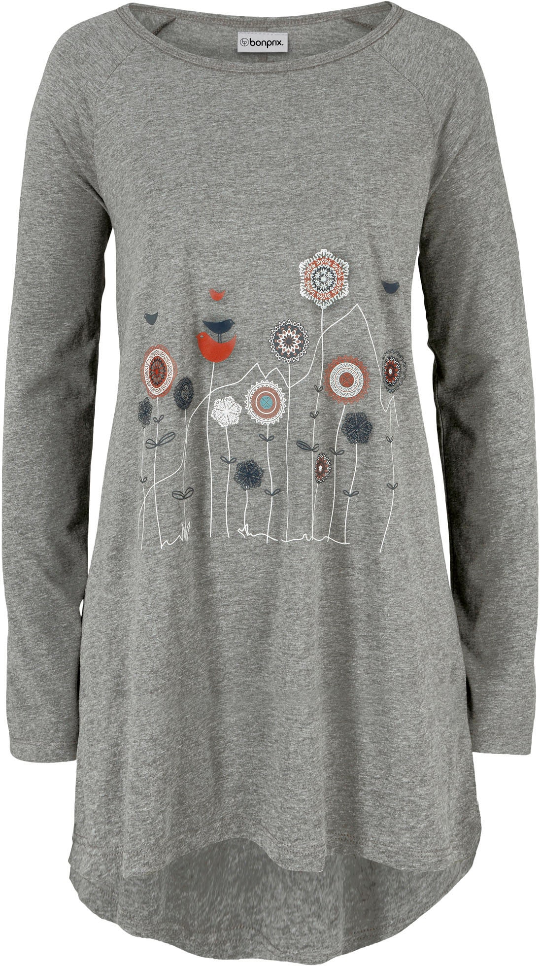 bonprix Longshirt A-Linien Passform, lange Ärmel, aus Baumwolle und Viskose