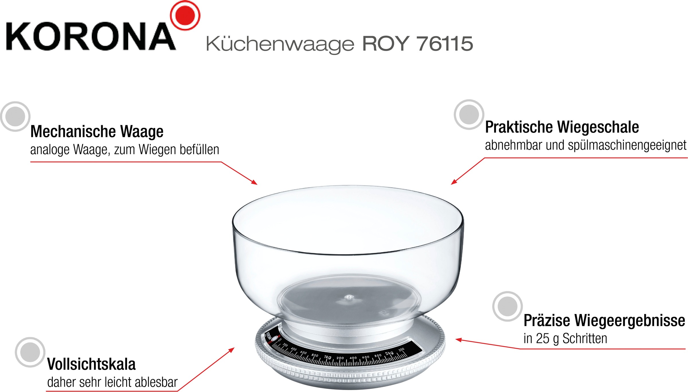 KORONA Küchenwaage »Roy«, (2 tlg.), in 2 Farben