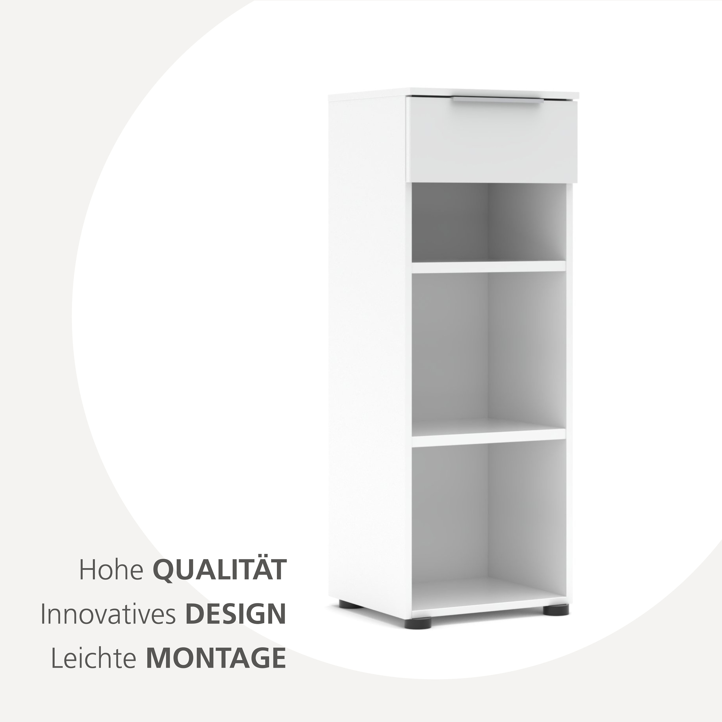 Innostyle Aktenregal »Büroregal Santorin, 40x 110x 38 cm (B/H/T)« 1 Stk. tlg. 1 Schubkasten, 3 offene Fächer, Softclose, Metallgriff