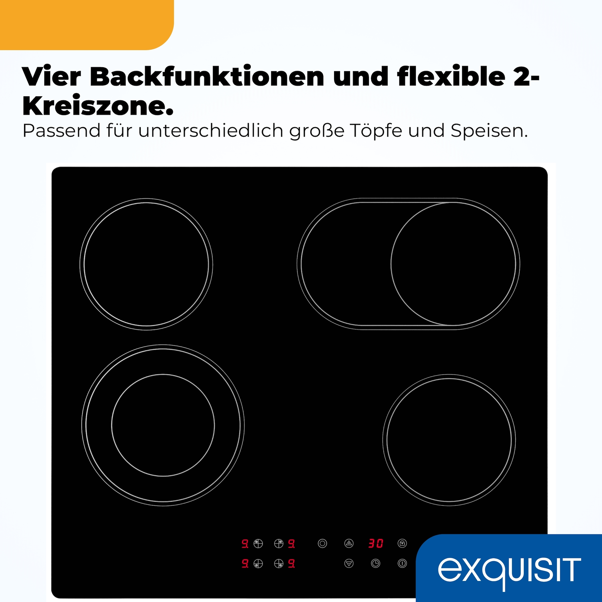 exquisit Backofen-Set »EBE555-120« Set, 2 Stk. tlg. Autarker Einbau-Ofen mit Ober-/Unterhitze, Sensor-Kochfeld