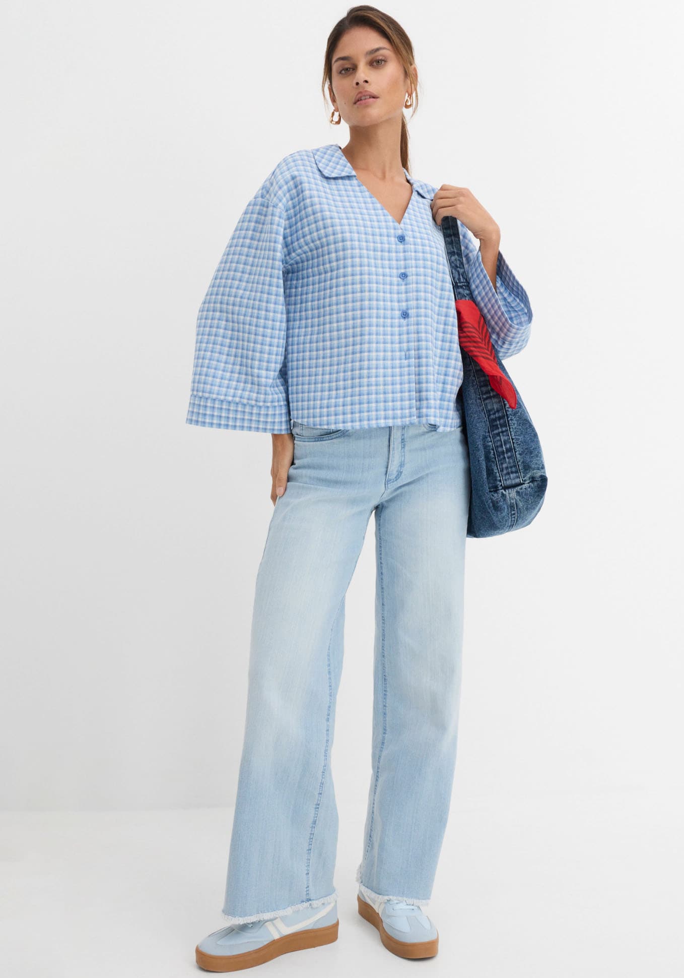 bonprix Weite Jeans »Wide-Leg-Jeans High Waist« Loose Fit Passform, aus Baumwollmischung mit Stretch