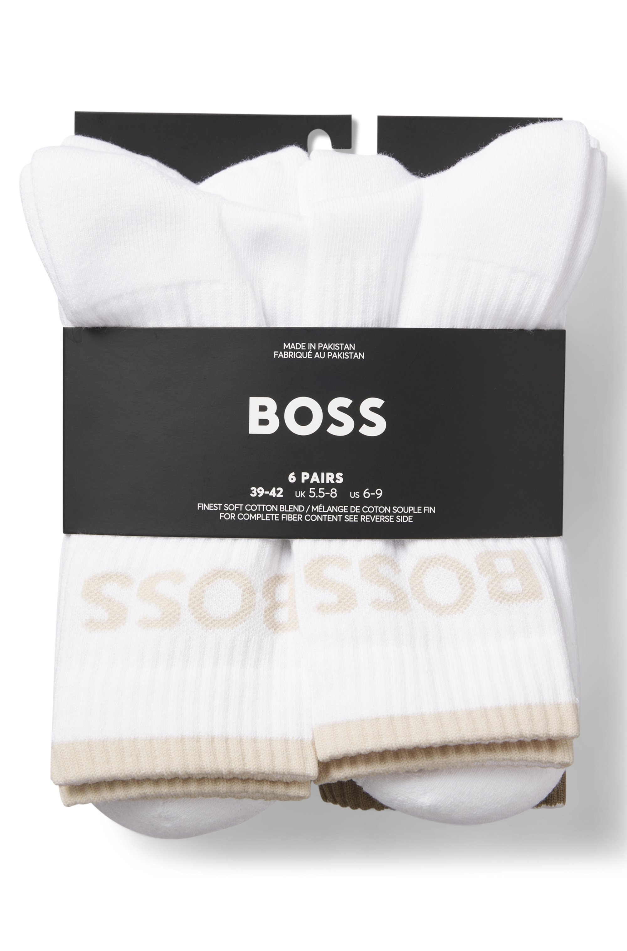 BOSS Businesssocken »6P QS Stripe CC« Packung, 6er, 6 Paar tlg. mit BOSS Schriftzug