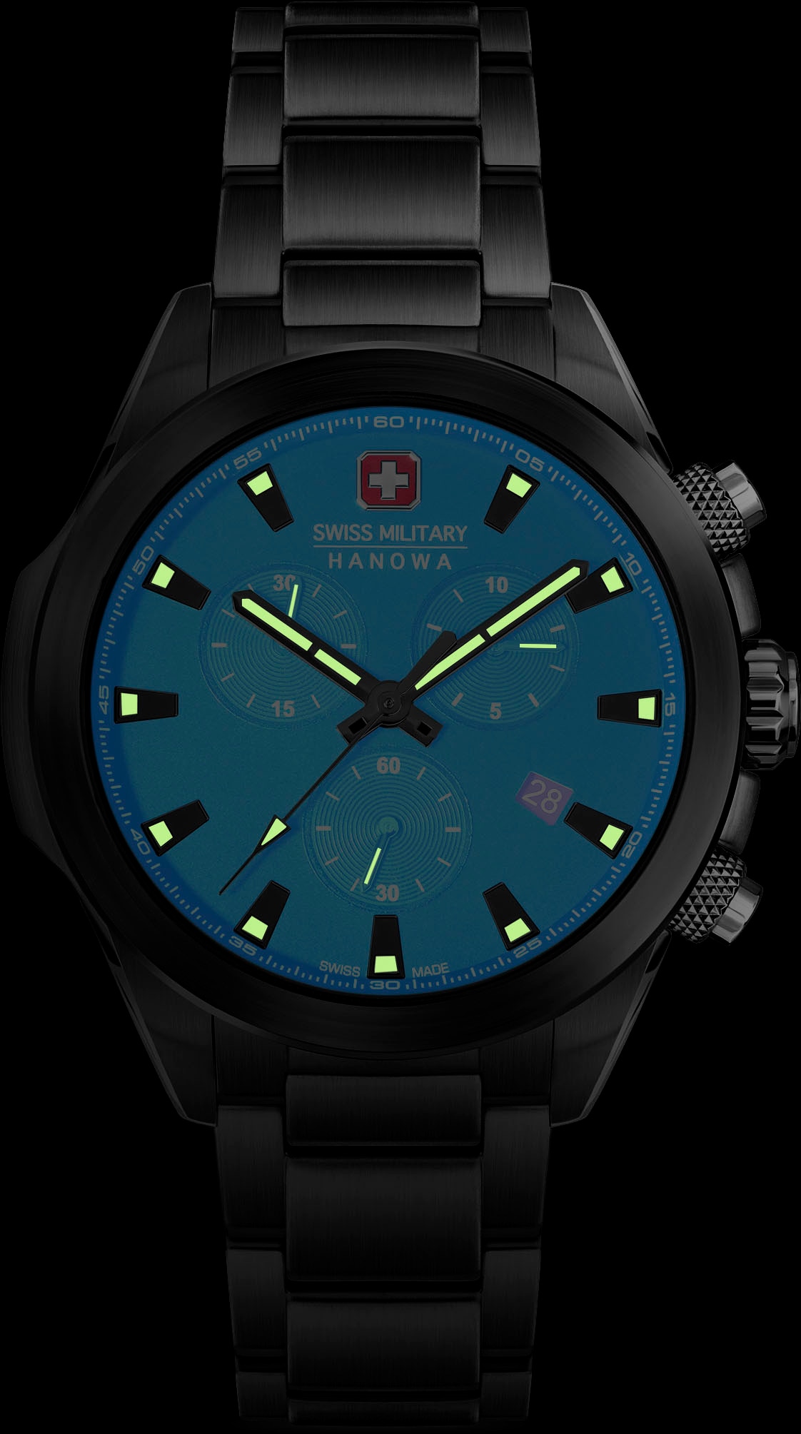 Swiss Military Hanowa Chronograph »CHIROPTERA NIGHT VISION, SMWGI0001930«, Quarzuhr, Herrenuhr, Datum, Stoppfunktion, Saphirglas, Swiss Made
