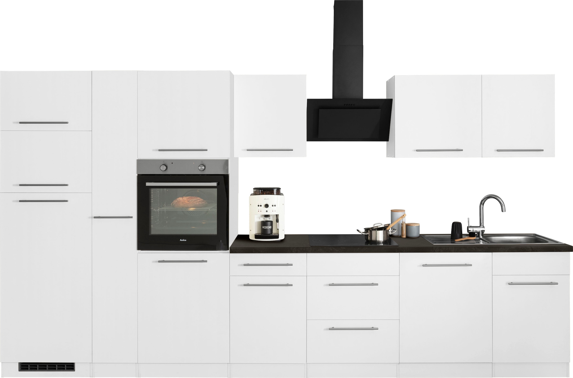 wiho Küchen Küchenzeile »Unna« mit E-Geräten, Breite 370 cm