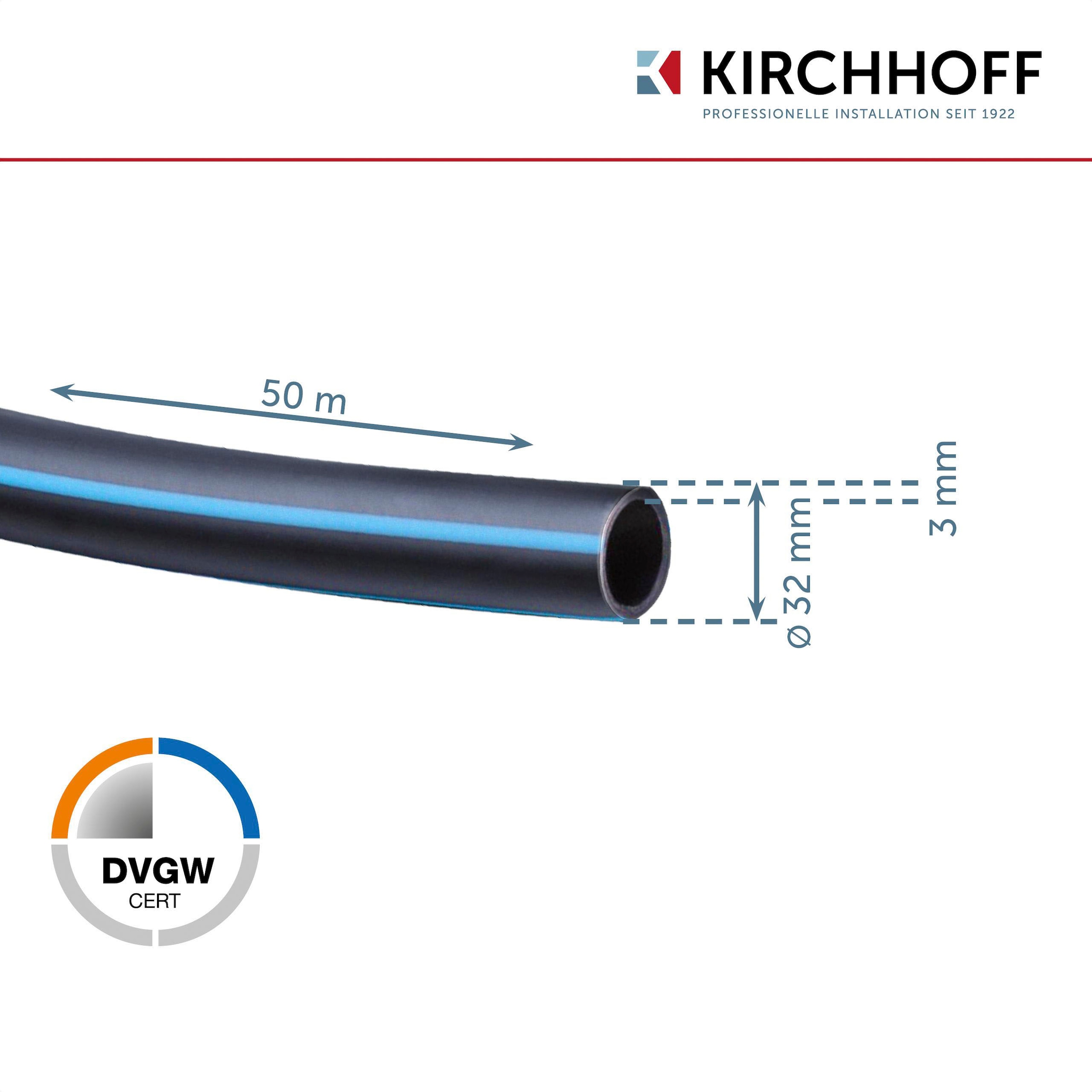 Kirchhoff Bewässerungsschlauch, Wasserleitung Gartenbewässerung 32 mm x 50 m