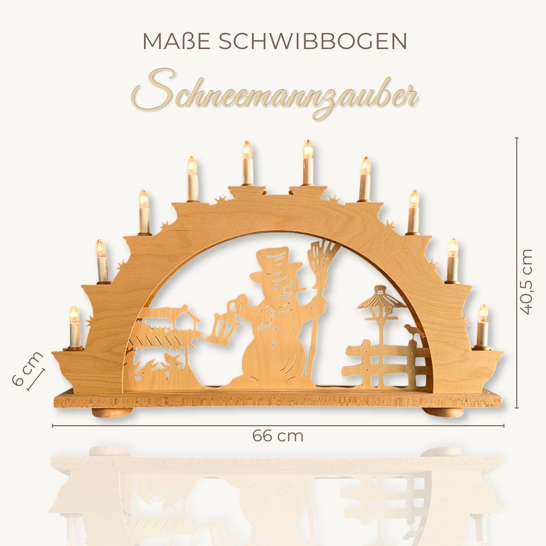 Weigla LED Schwibbogen »Schneemannzauber, Lichterbogen aus Holz, NATUR«