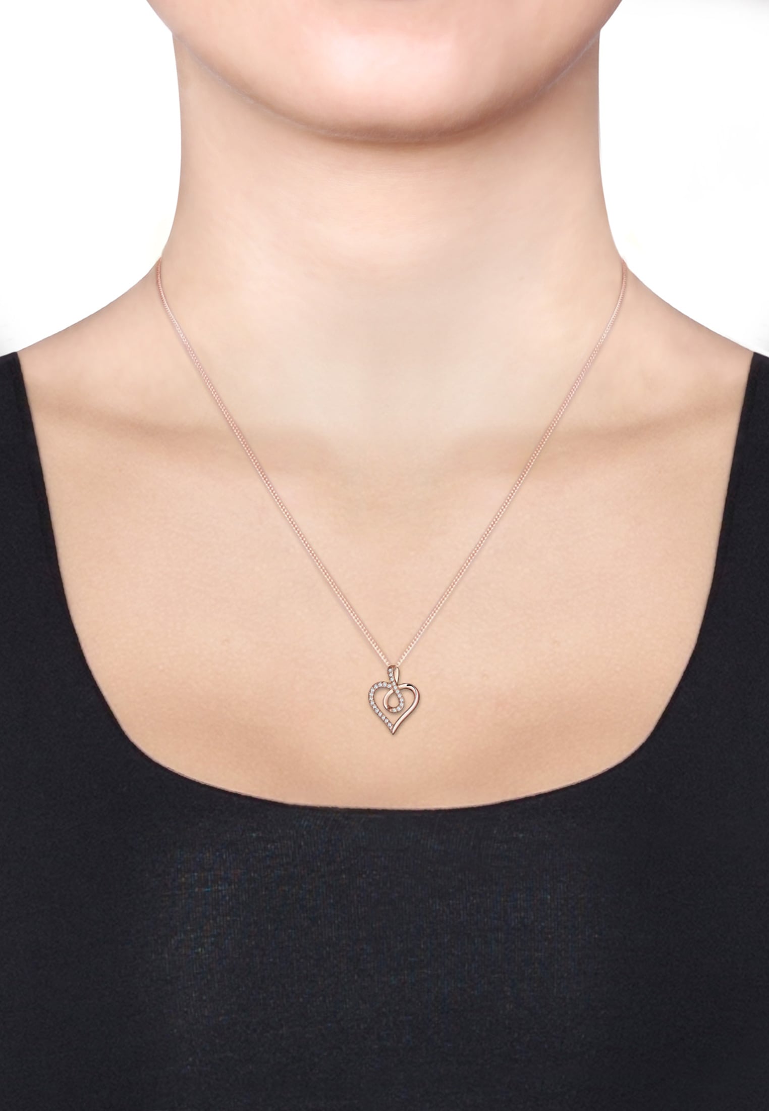 Elli Silberkette »Halskette Herz Zirkonia Weiß 925 Sterling Silber«