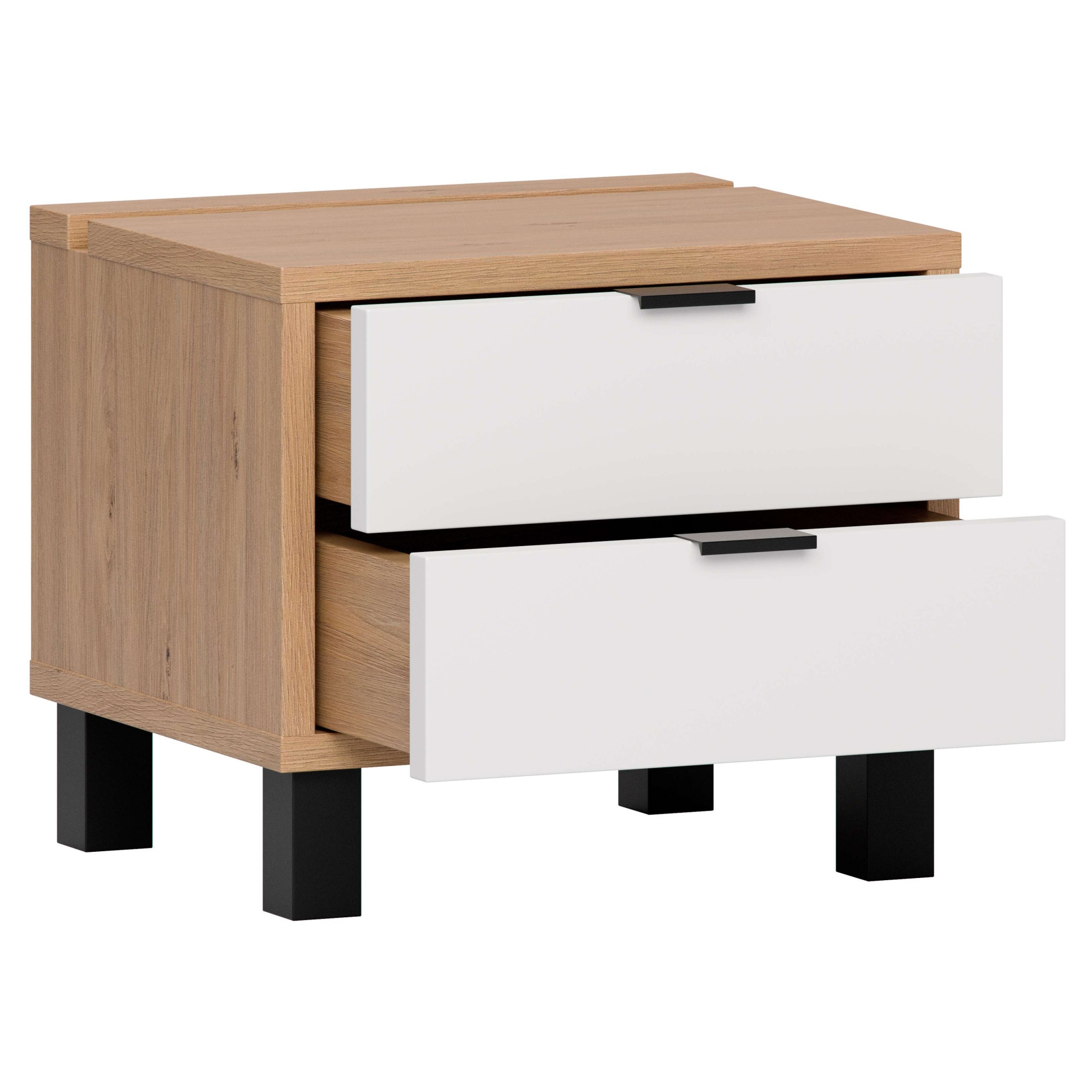 VOX Nachttisch »SIMPLE Nachtkommode mit 2 Schubladen, Maße B/T/H: 45/38/39 cm«, Nachtschrank in 3 Farben erhältlich, Metallgriffe