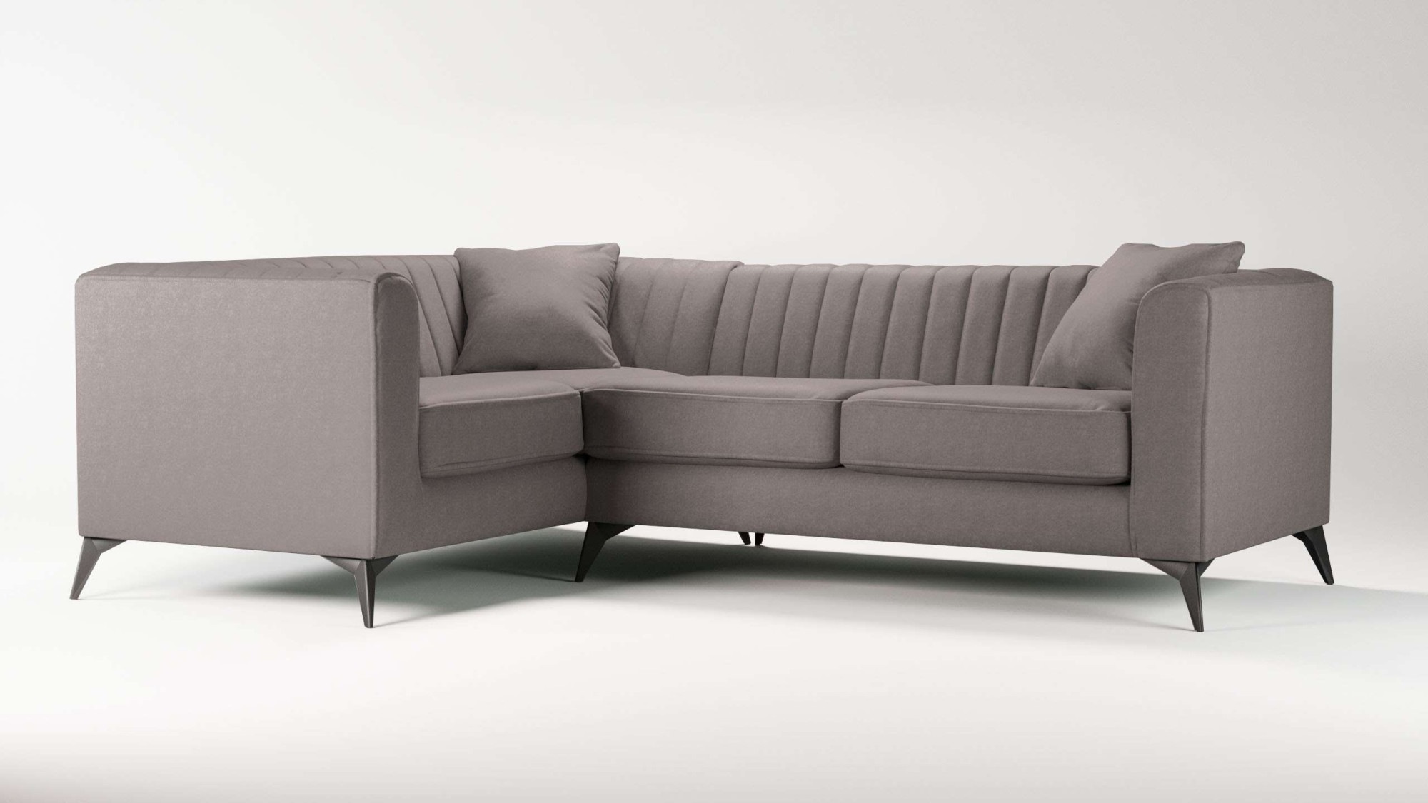 Places of Style Ecksofa »MATTHEW L-Form ideal für kleine Räume, Maße B/T/H: 240/167/74 cm«, elegantes Designsofa, Steppung im Rücken, incl. Zierkissen