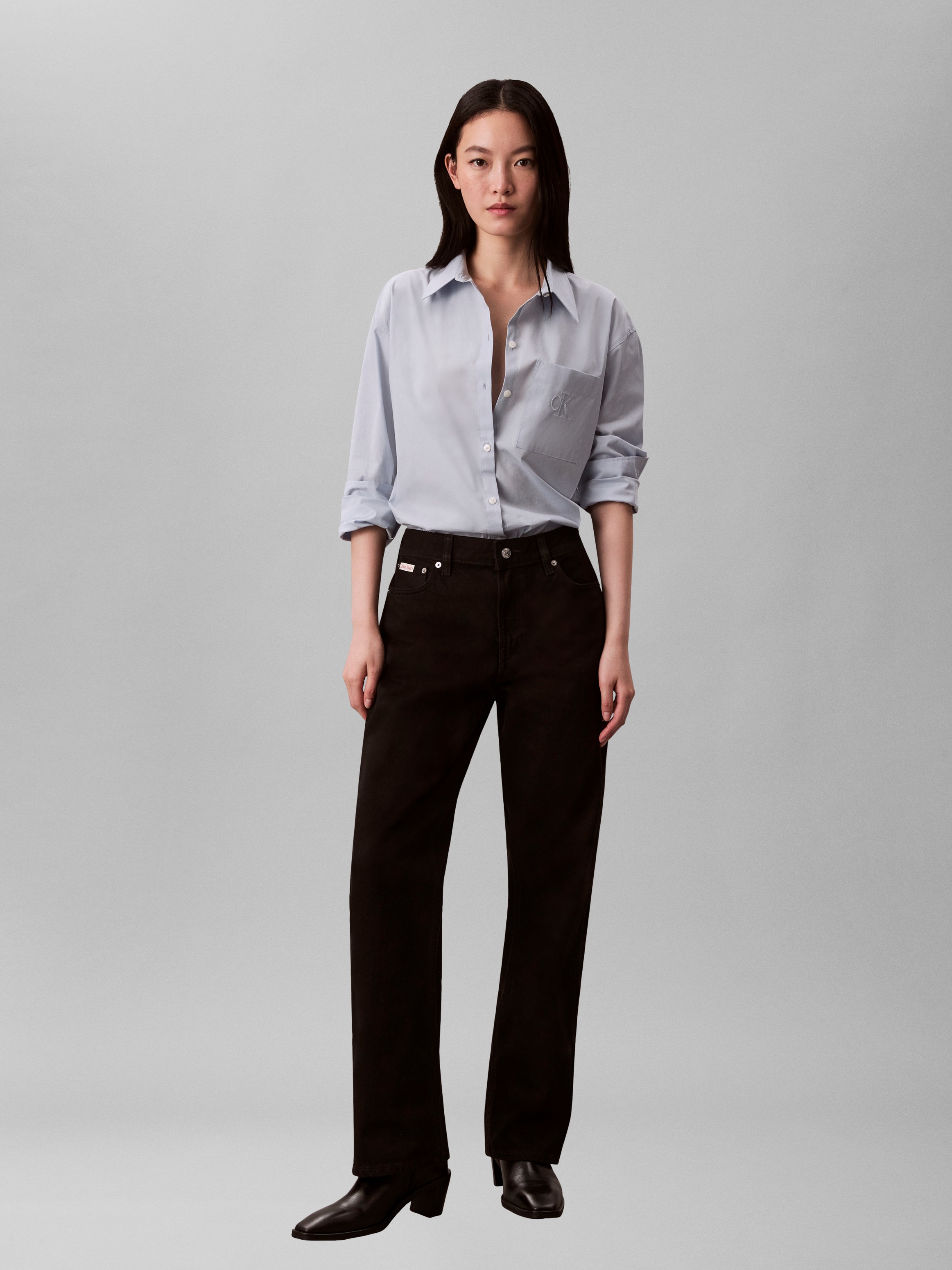 Calvin Klein Jeans Hemdbluse relaxte Passform, Stickerei auf der Brusttasche