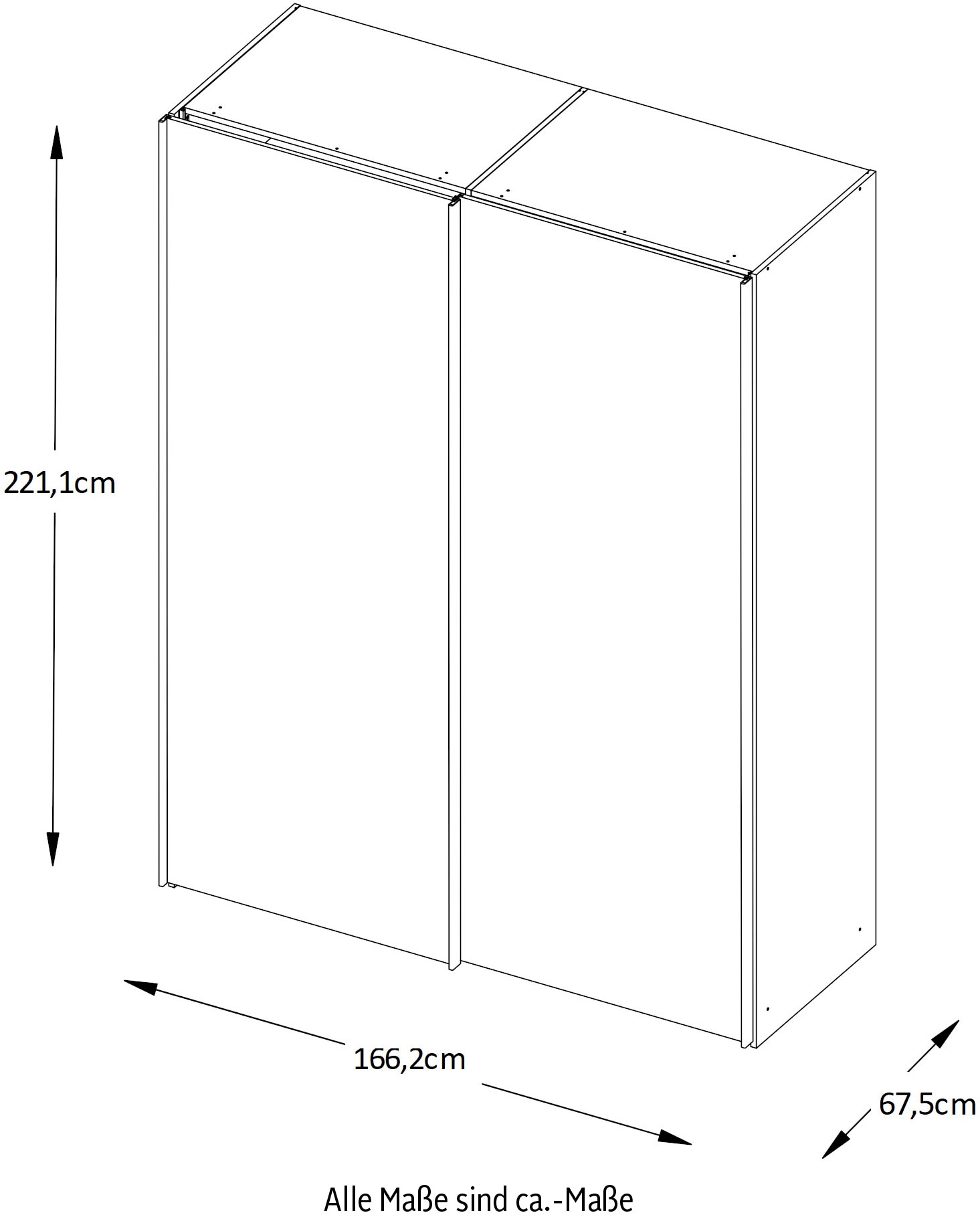 STAUD Schwebetürenschrank »Includo_Minisystem_07_2-türig, Made in Germany« Mit vier verschiedenen Ausstattungsvarianten