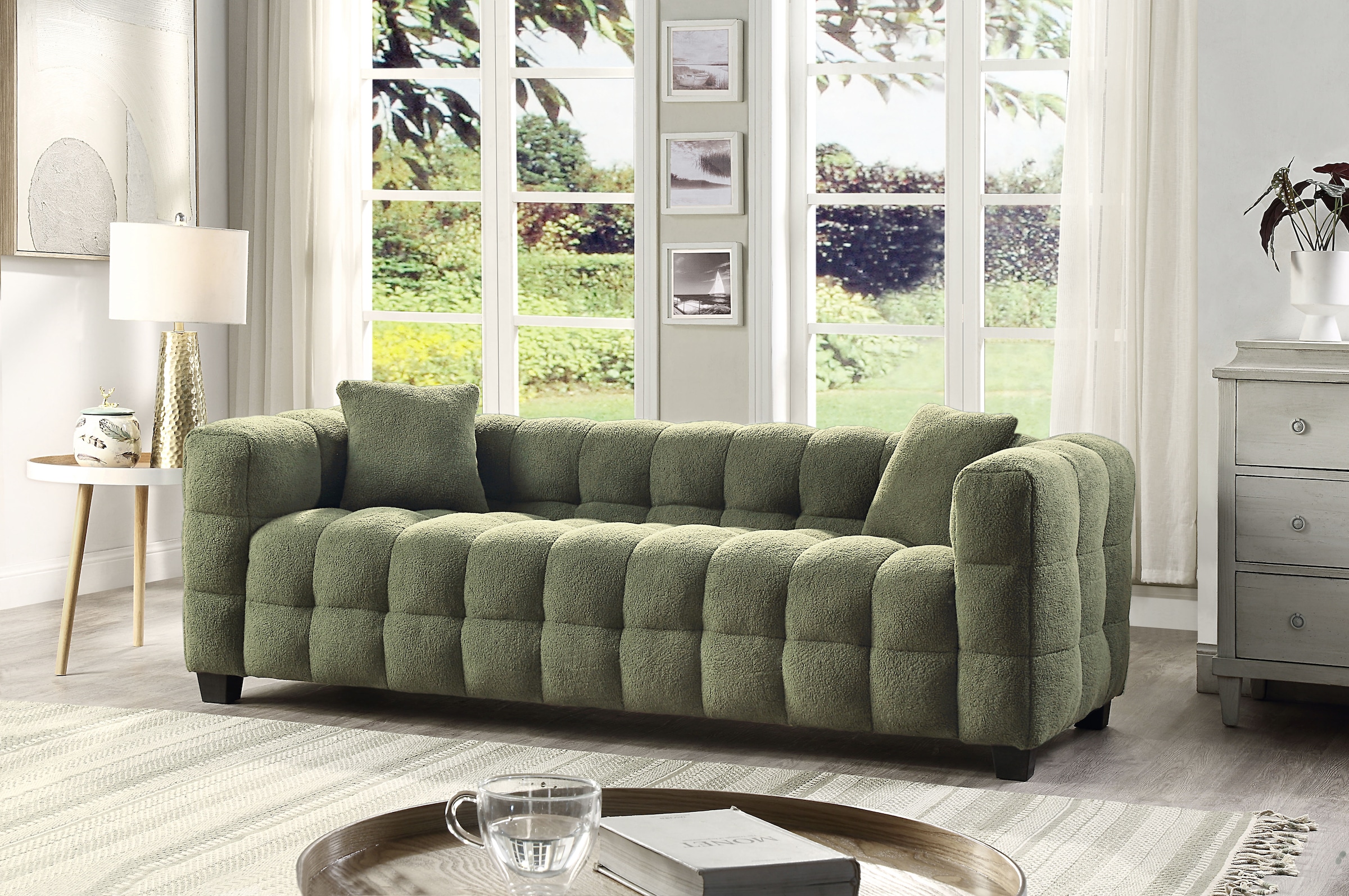 ATLANTIC home collection 3-Sitzer »Stella«, inkl. 2 Zierkissen und mit modernem Teddy Stoff