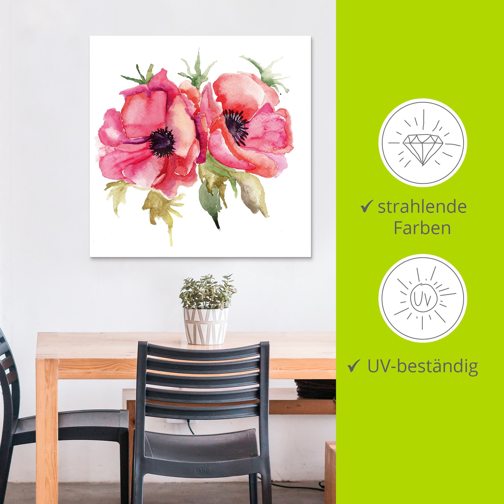 Artland Wandbild »Mohnblumen«, Blumen, (1 St.), als Alubild, Outdoorbild, Leinwandbild, Poster, Wandaufkleber