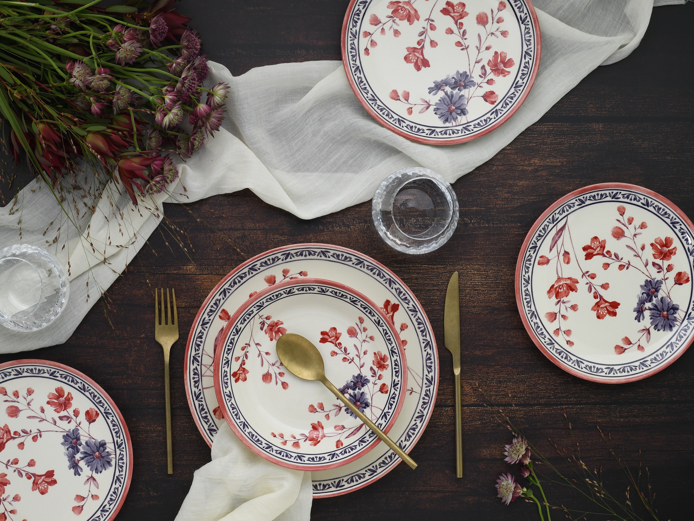 CreaTable Teller-Set »Cottage, Teller Set 18-tlg« Blumenmotive