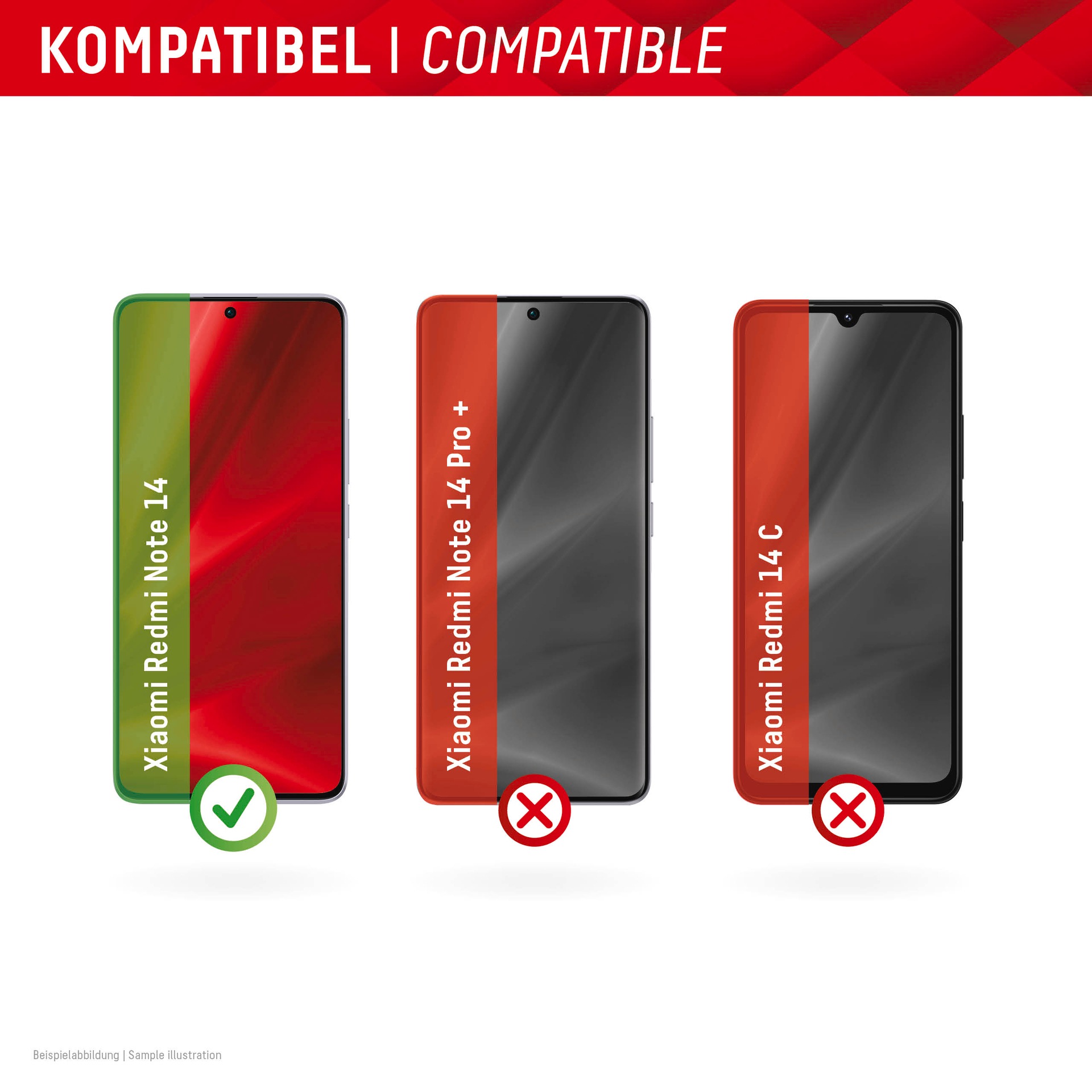 Displex Displayschutzglas »Smart Glass Screen Protection - ultra-dünn, unzerbrechlich, unsichtbar«, für Xiaomi Redmi Note 14, Displayschutzfolie, Schutzfolie, Bildschirmschutz, kratz- & stoßfest