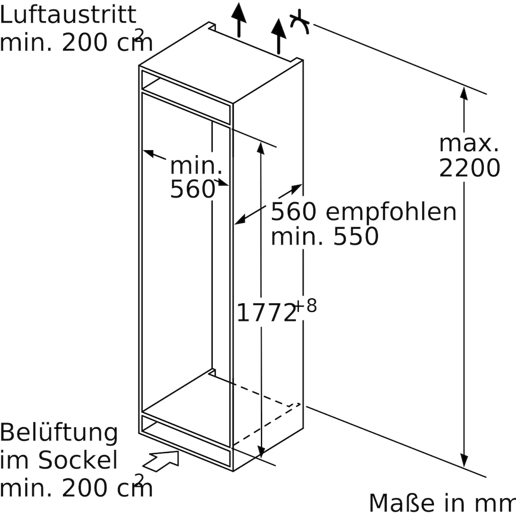 SIEMENS Einbaukühlgefrierkombination »KI86SADD0«, KI86SADD0, 177,2 cm hoch, 55,8 cm breit