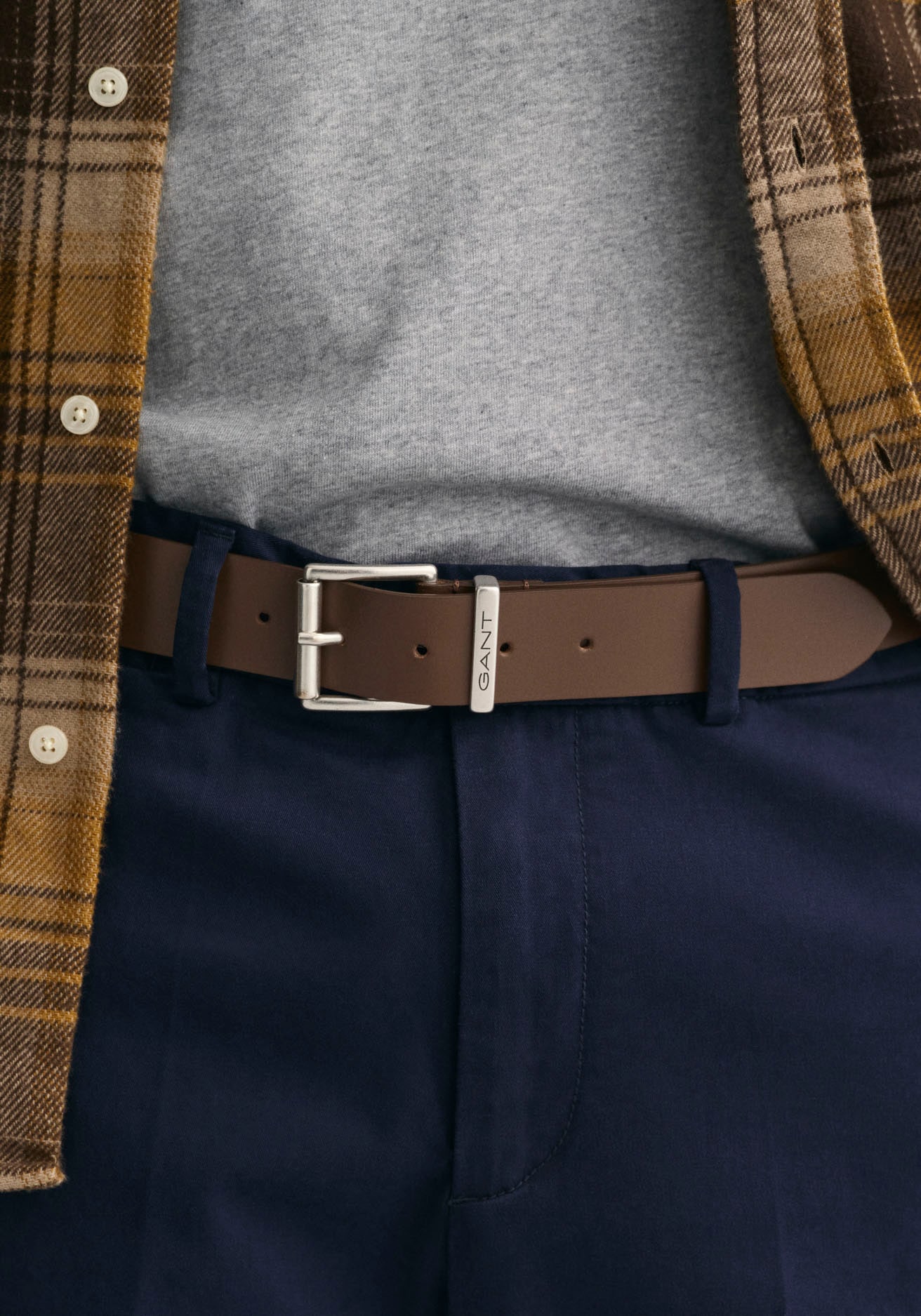 Gant Ledergürtel »LOGO LEATHER BELT«, mit silberner Schnalle, Dornschließe, 100% Echt Leder, Langlebig