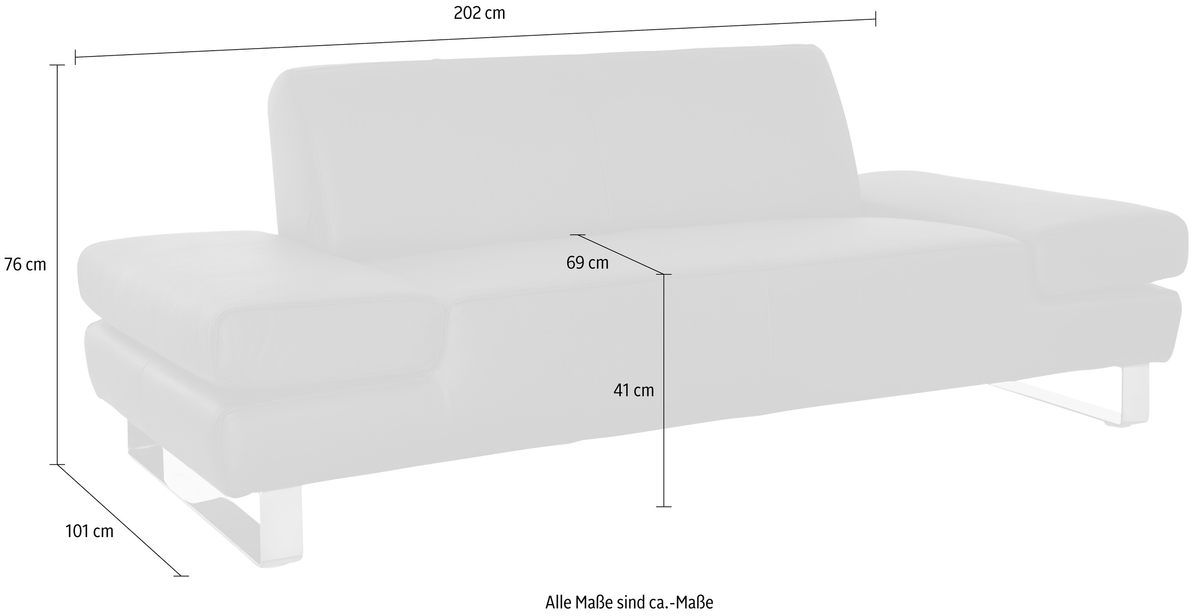 W.SCHILLIG 2-Sitzer »taboo Designsofa mit hohem Sitzkomfort«, mit Übertiefe, inklusive Armlehnenverstellung, mit Kontrastnaht