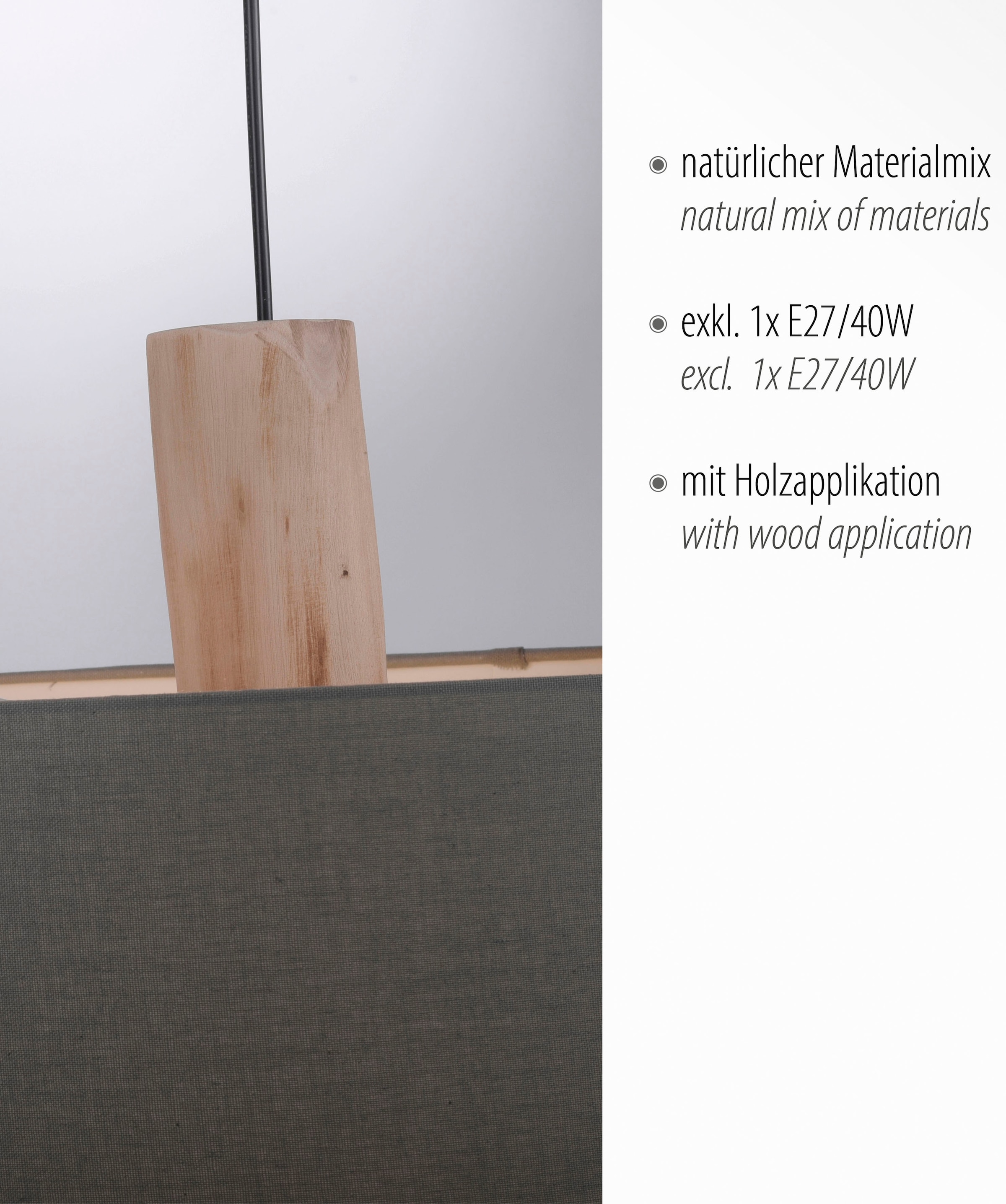 JUST LIGHT Pendelleuchte »LINEN«, 2 flammig, ExklusiveE27