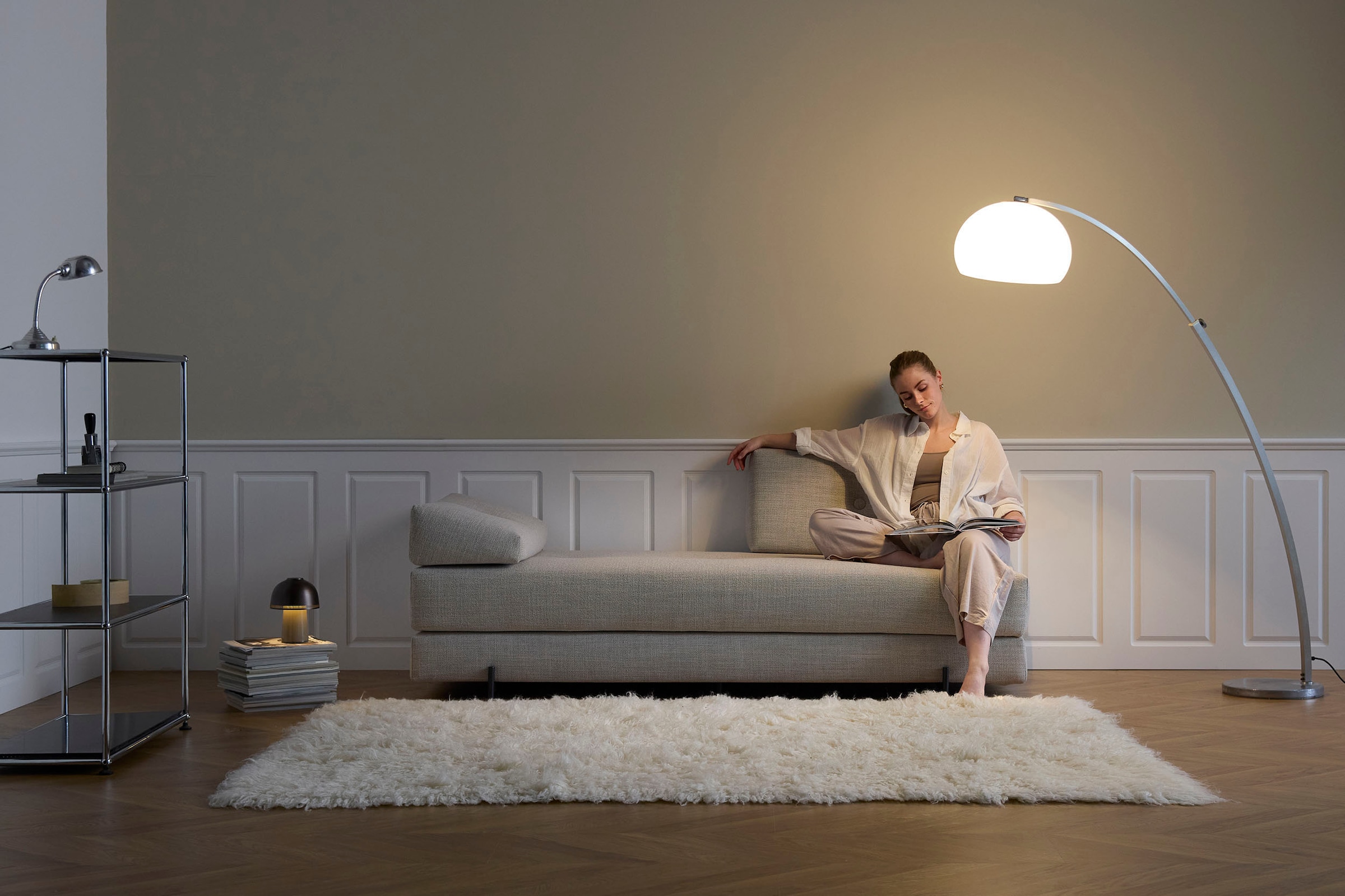 INNOVATION LIVING ™ Stapelliege »Sigmund 579 Eiche-Beine« Daybed mit zwei Federkernmatratzen, Fußteil schwarz