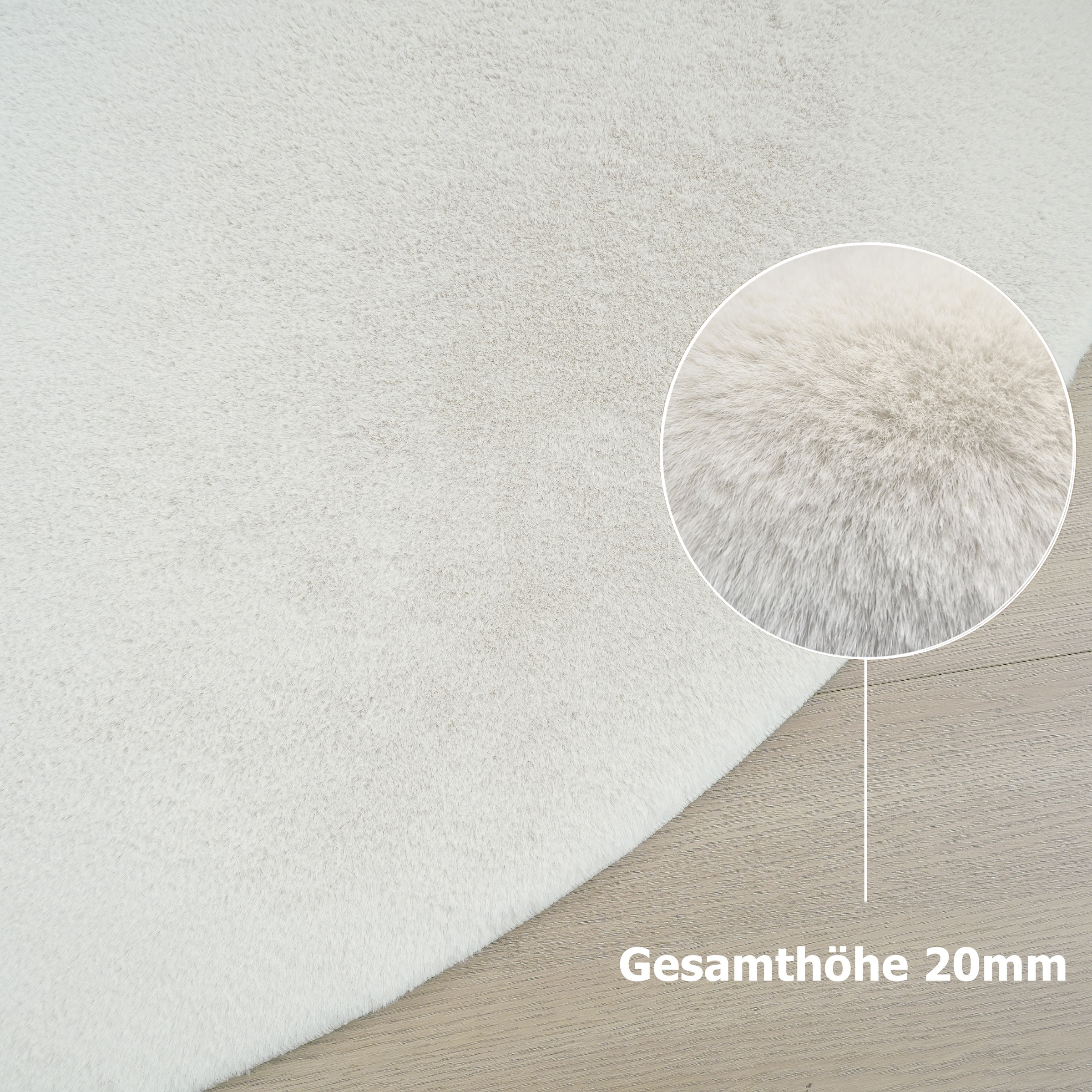 Leonique Fellteppich »Balu«, rund, 20 mm Höhe, Kunstfell in Kaninchenfell Haptik, fußbodenheizungsgeeignet, pflegeleicht, ideale Teppiche für Wohnzimmer, Schlafzimmer, Esszimmer, Arbeitszimmer