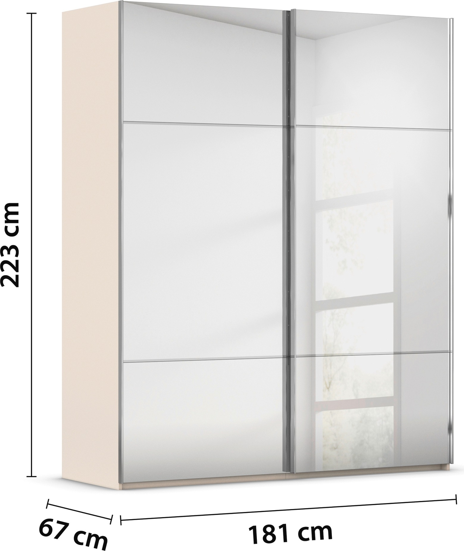 rauch Schwebetürenschrank »Kleiderschrank Schrank Garderobe Schlafzimmerschrank SCALE-TRIO« edle dreigeteilte Front mit 2 Zierleisten Spiegelfront MADE IN GERMANY