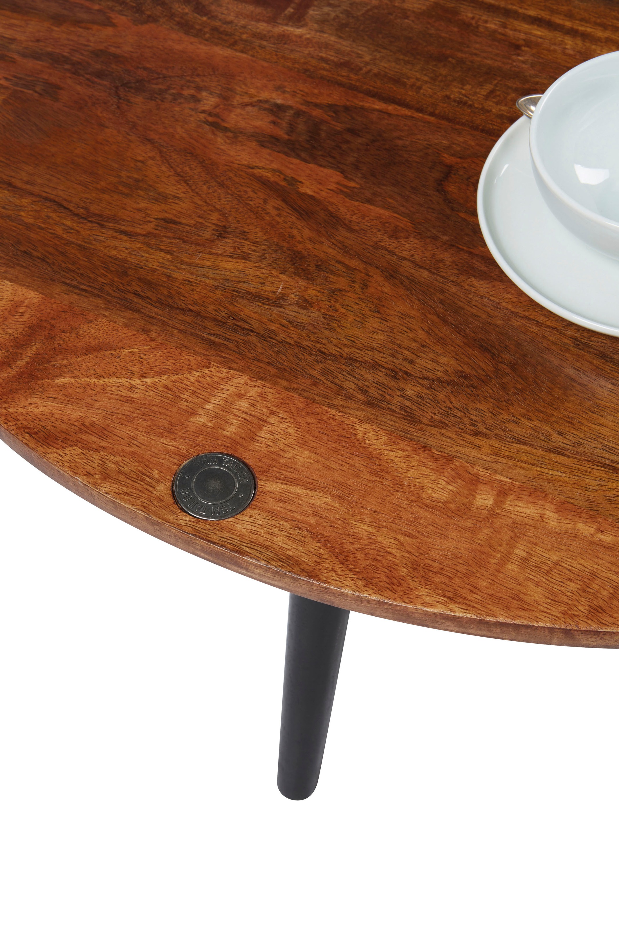 TOM TAILOR HOME Beistelltisch »T-WOOD TABLE HIGH«, Beistelltisch mit Knopfdetail, dunkles Mangoholz und schwarze Beine