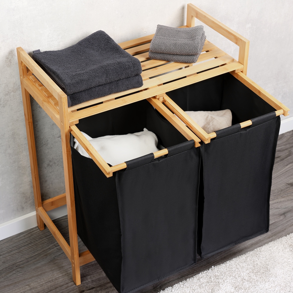 KESPER® Wäschesortierer »Wäschesammler, Bambus, FSC« mit 2 Auffangtaschen für Wäsche