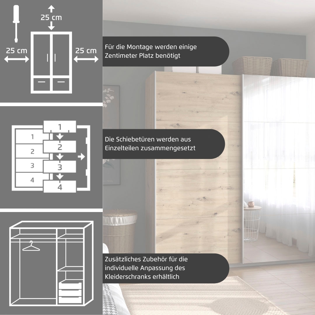 rauch Schwebetürenschrank »Subito Kleiderschrank Bestseller« Schlafzimmerschrank Schrank Garderobe mit 4 Spiegelelementen