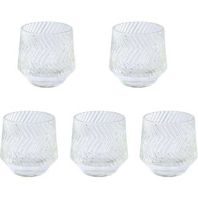 Creativ home Windlicht »Kerzenhalter Relief«, (Set, 5 St.), Teelichthalter  aus Glas, mit geschliffener Oberfläche kaufen bei OTTO
