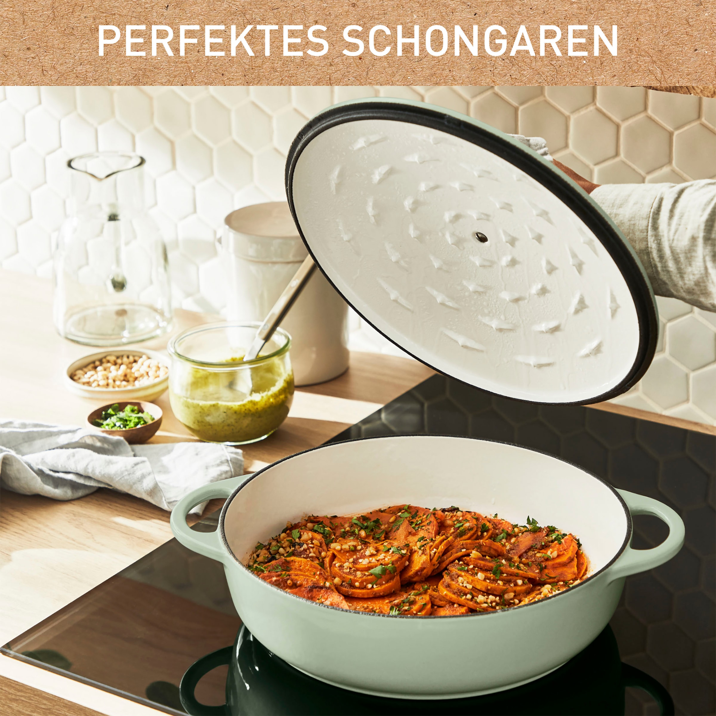 Tefal Servierpfanne »LOV«, Gusseisen, (1 tlg.), umweltfreundlich, inkl. E-Book, Ø 28cm, Induktion