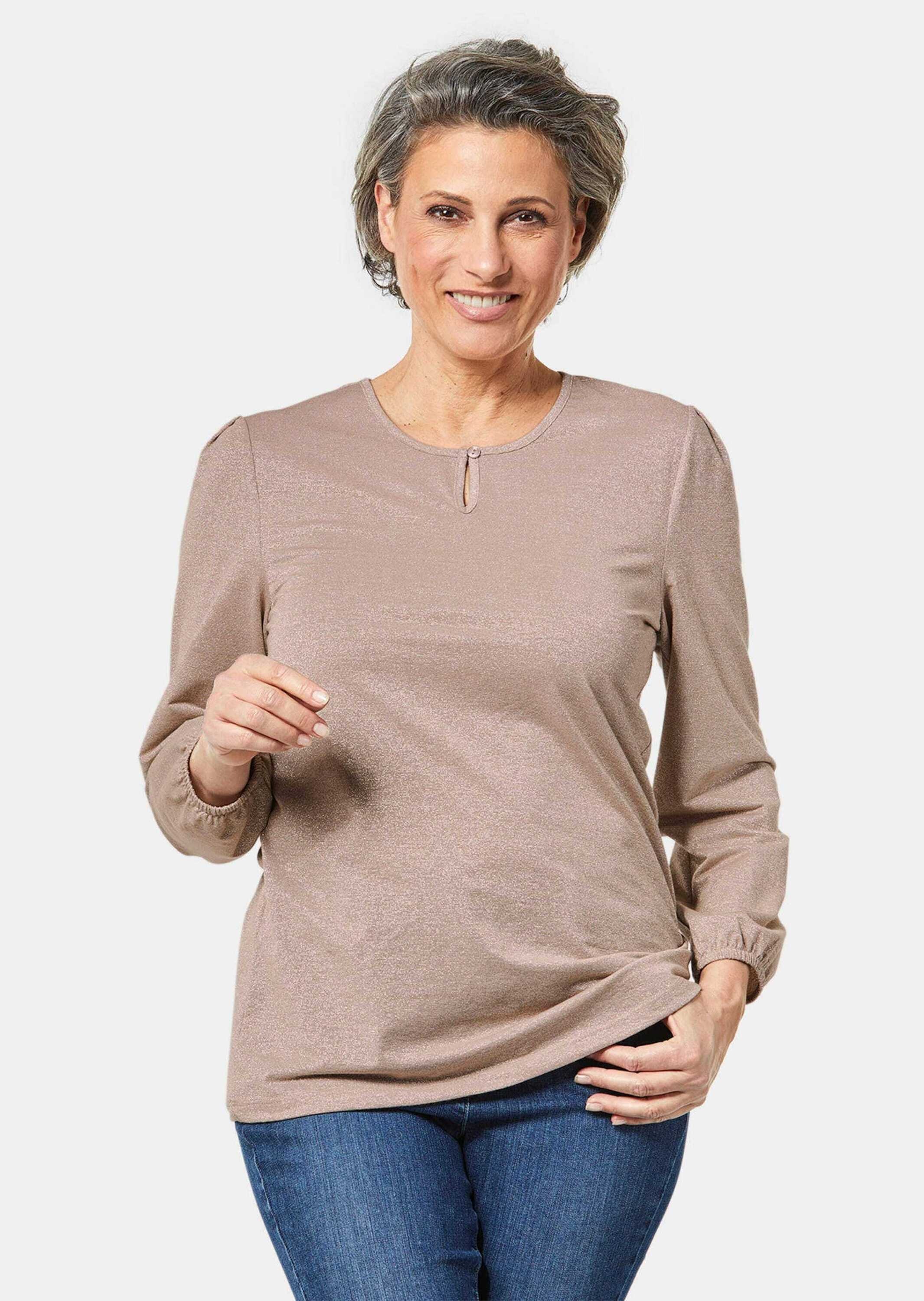 GOLDNER Longpullover »Kurzgröße Kurzgröße - Glanzshirt«