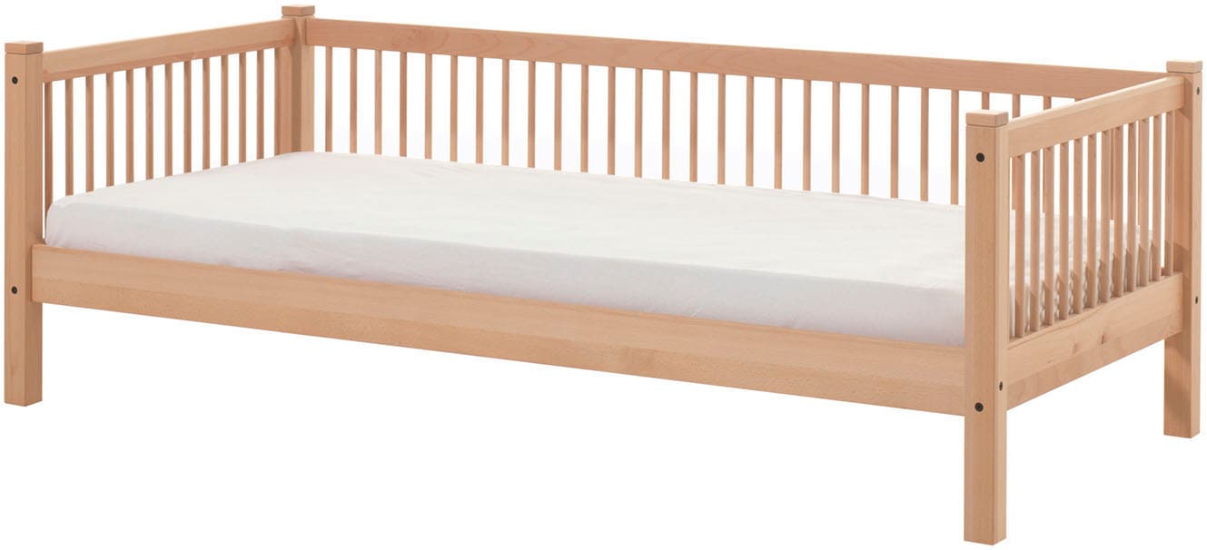 Vipack Daybett »Forrest mit Sprossenumrandung Ideal als Einzel- oder Gästebett« Liegefläche 90/200 cm, inkl. Rolllattenrost, Pfostenstärke  55x55 mm,  stabil und hochwertig gebaut, massiv Buche natur lackiert