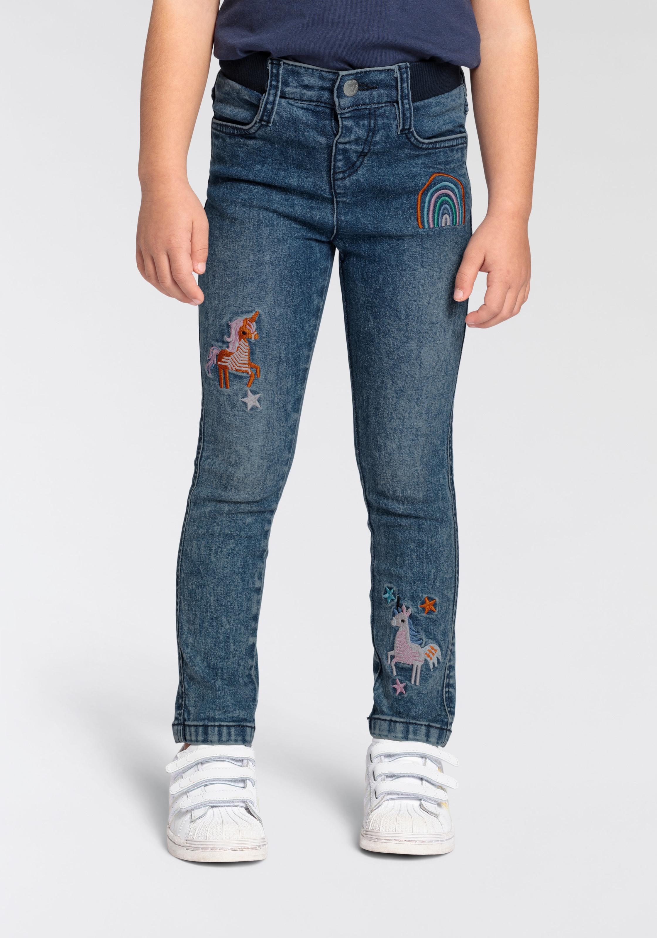 OTTO »für KIDSWORLD mit Mädchen«, bestellen Stickerei toller Stretch-Jeans bei kleine