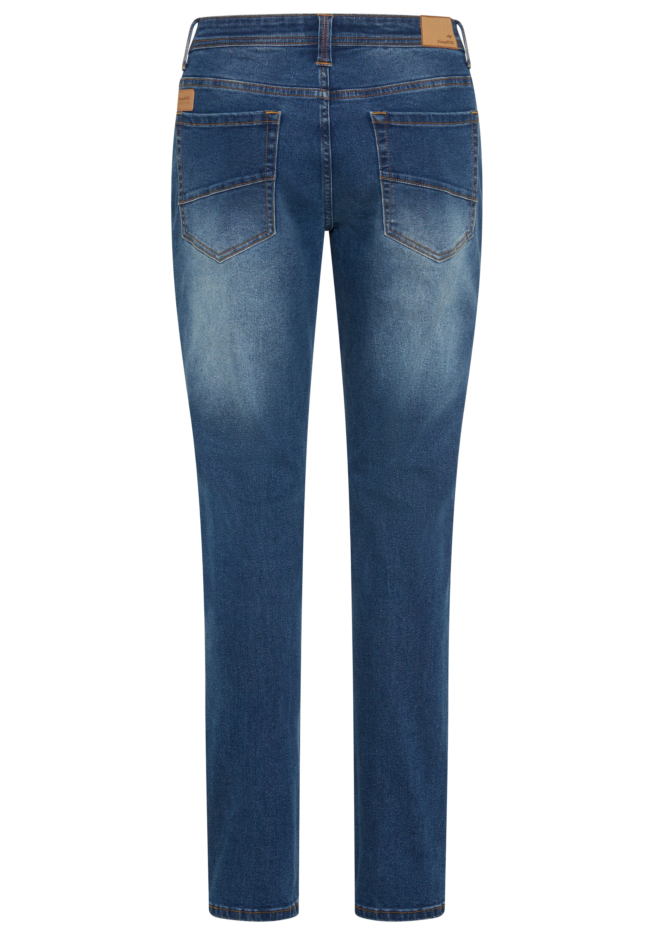 KangaROOS Straight-Jeans mit Reißverschluss und Knopf, niedrige Leibhöhe, lange Schnittform