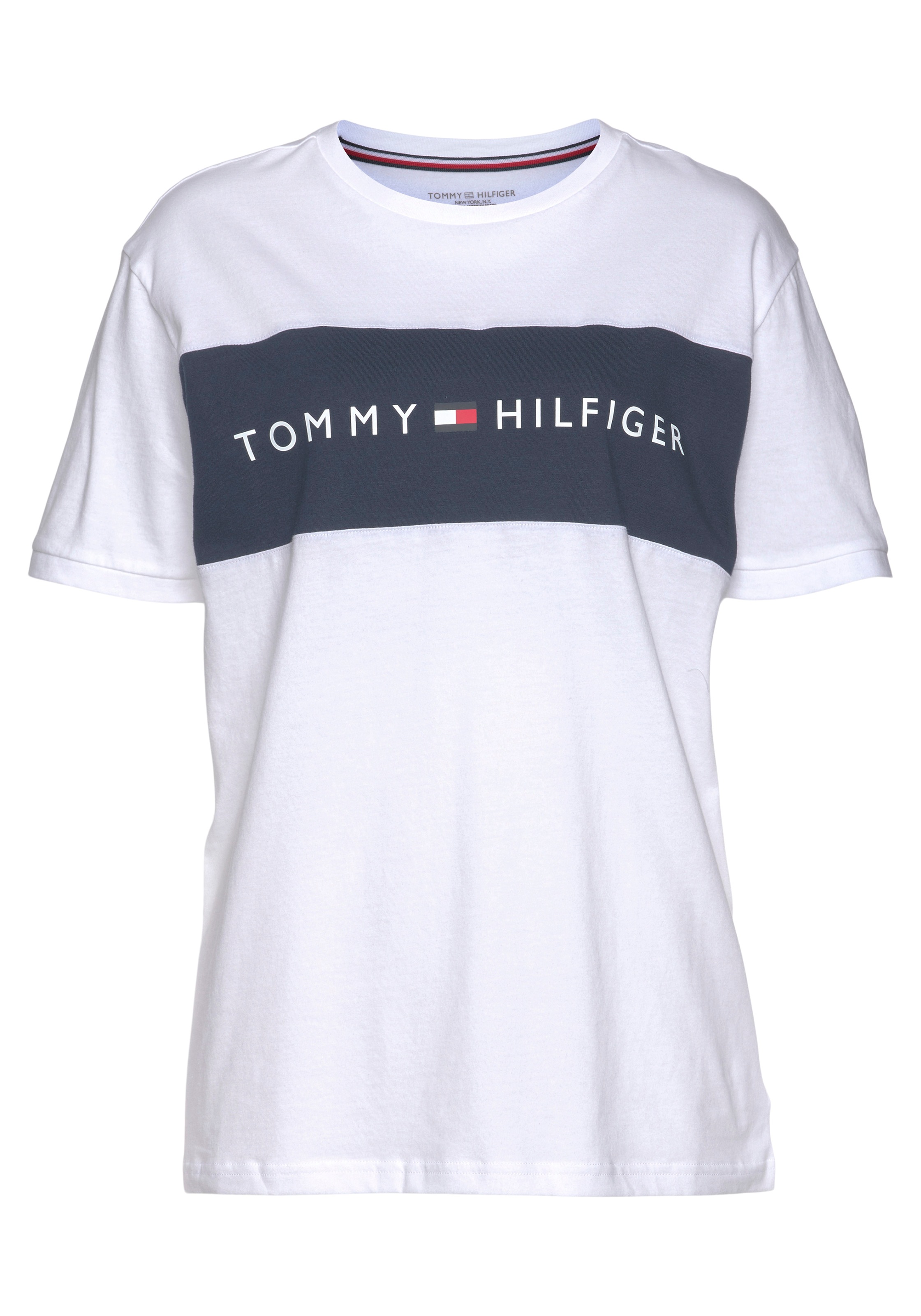 Tommy Hilfiger Underwear Rundhalsshirt »CN SS TEE LOGO FLAG«, mit Tommy Hilfiger Logo-Schriftzug im Colorblocking-Dessin