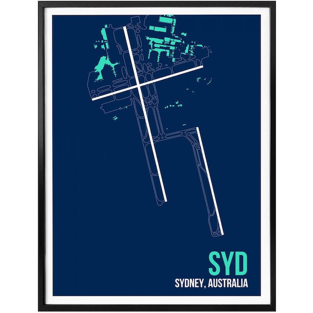 Wall-Art Poster »Wandbild SYD Grundriss Sydney«, Grundriss, (1 St.), Poster,  Wandbild, Bild, Wandposter kaufen online bei OTTO