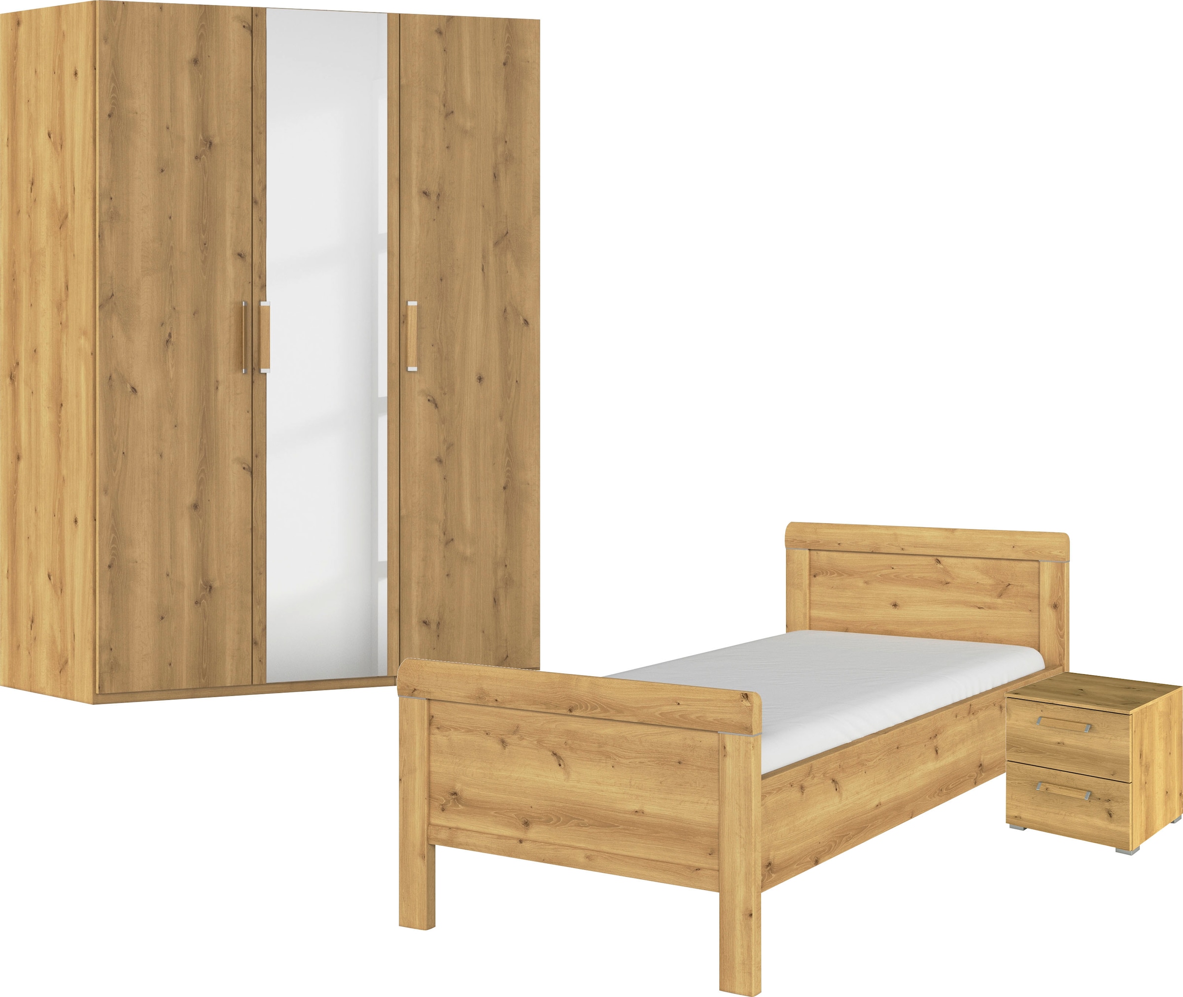 Rauch Schlafzimmer-Set »Komplettschlafzimmer Schlafzimmer EVELYN« Set, 3 Stk. tlg. Schrank und Bett in 2 Breiten, Nachttisch 2 Schubladen MADE IN...