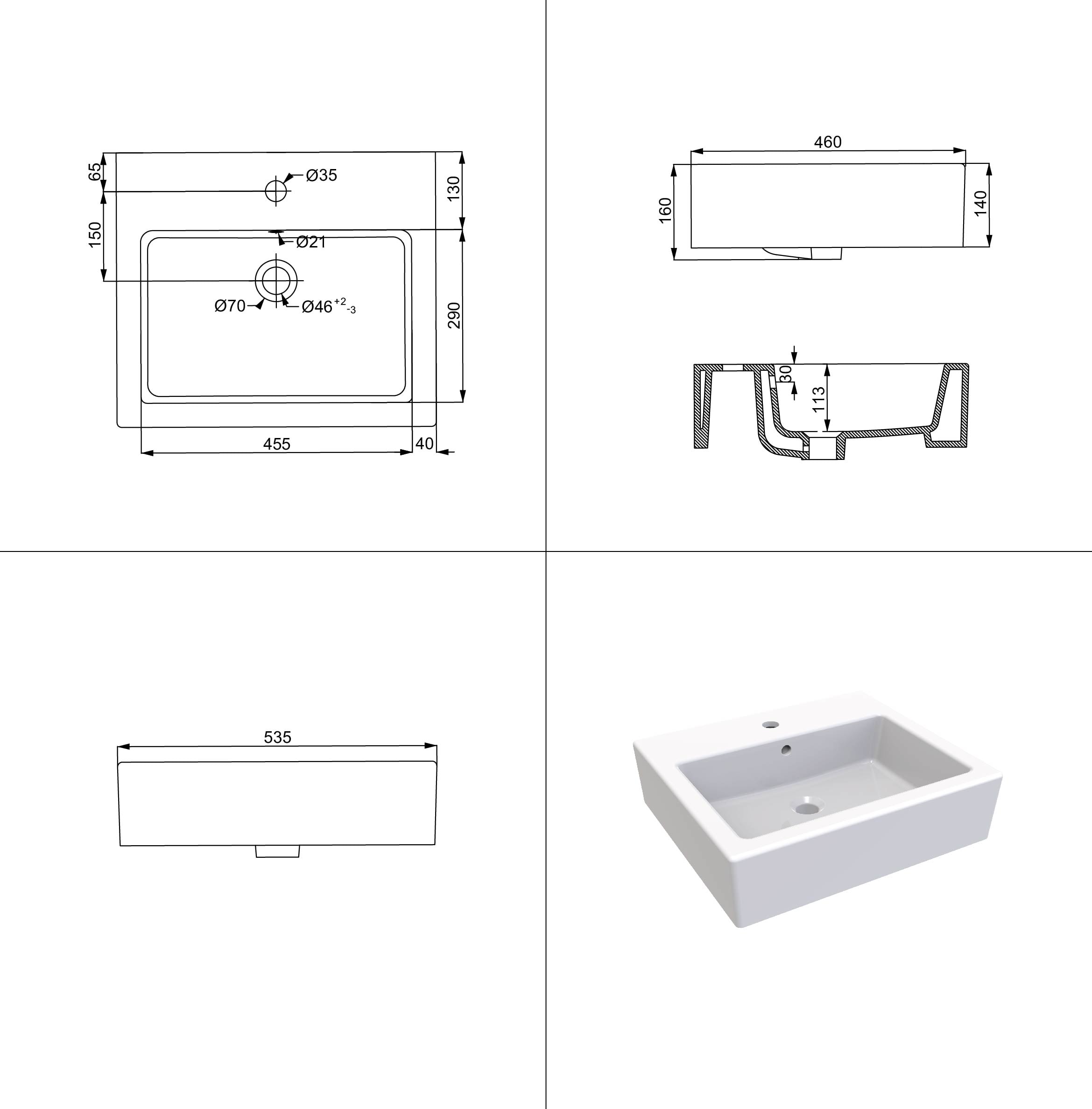 welltime Aufsatzwaschbecken »Pesante« NANO Glasur