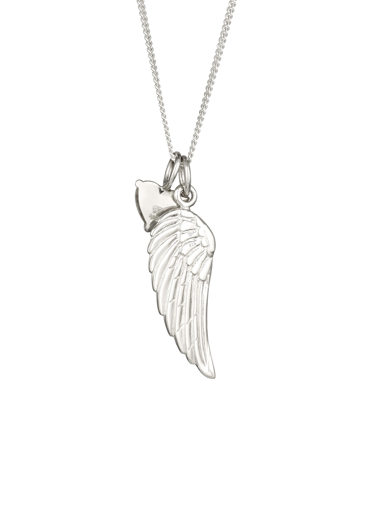 Elli Kette mit Anhänger »Halskette Feder Glas Kristalle Herz Weiß 925 Sterling Silber«